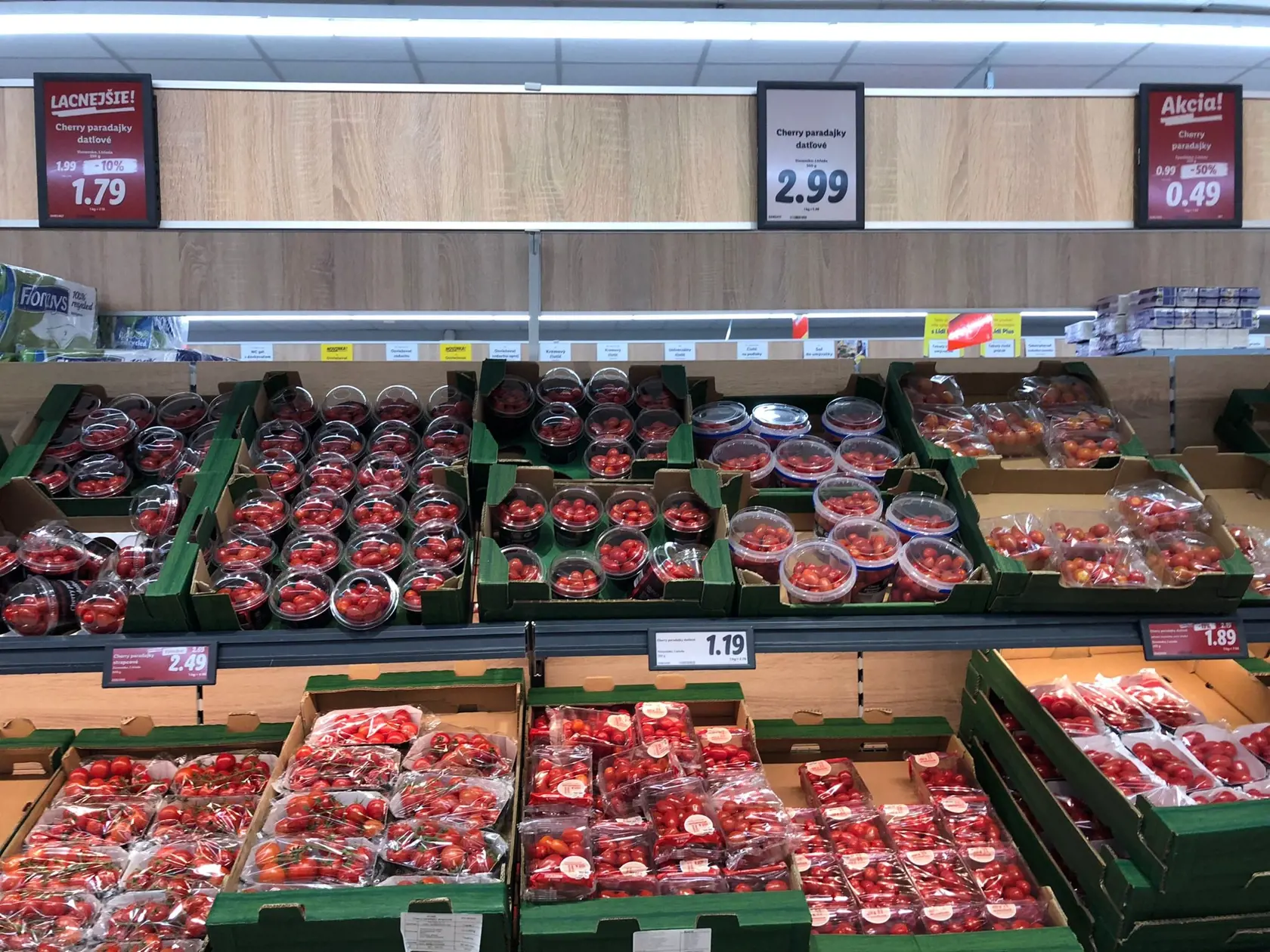 Ceny potravín v predajni Lidl na Slovensku.