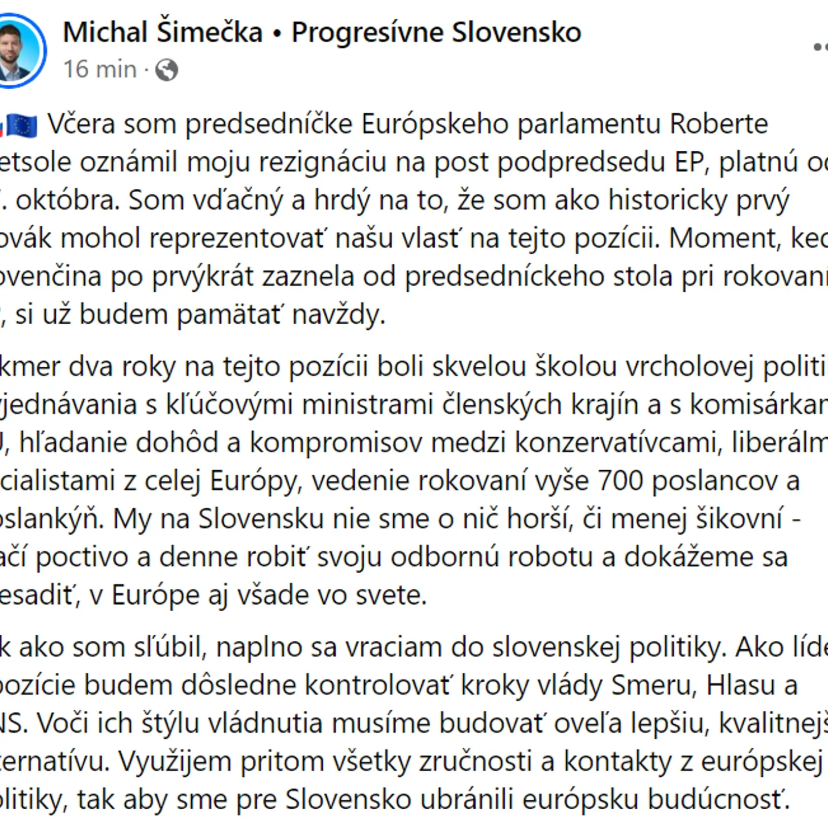 Michal Šimečka status.