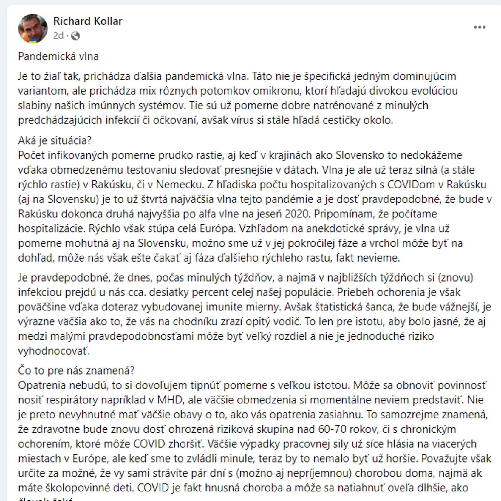 Matematik Kollár: Nová vlnu pandémie je tu! 

status 1/3