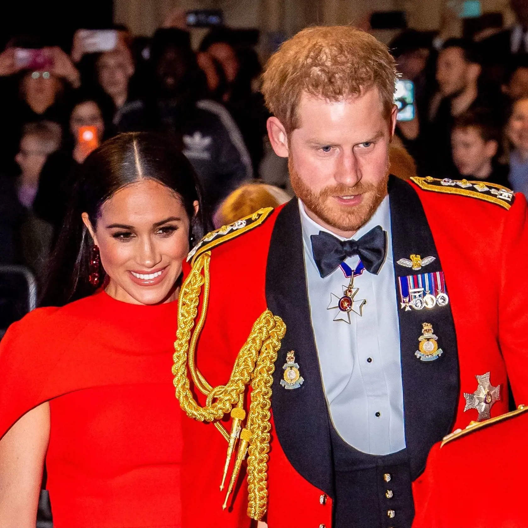 Meghan Markle a princ Harry v Royal Albert Hall 7. marca 2020.