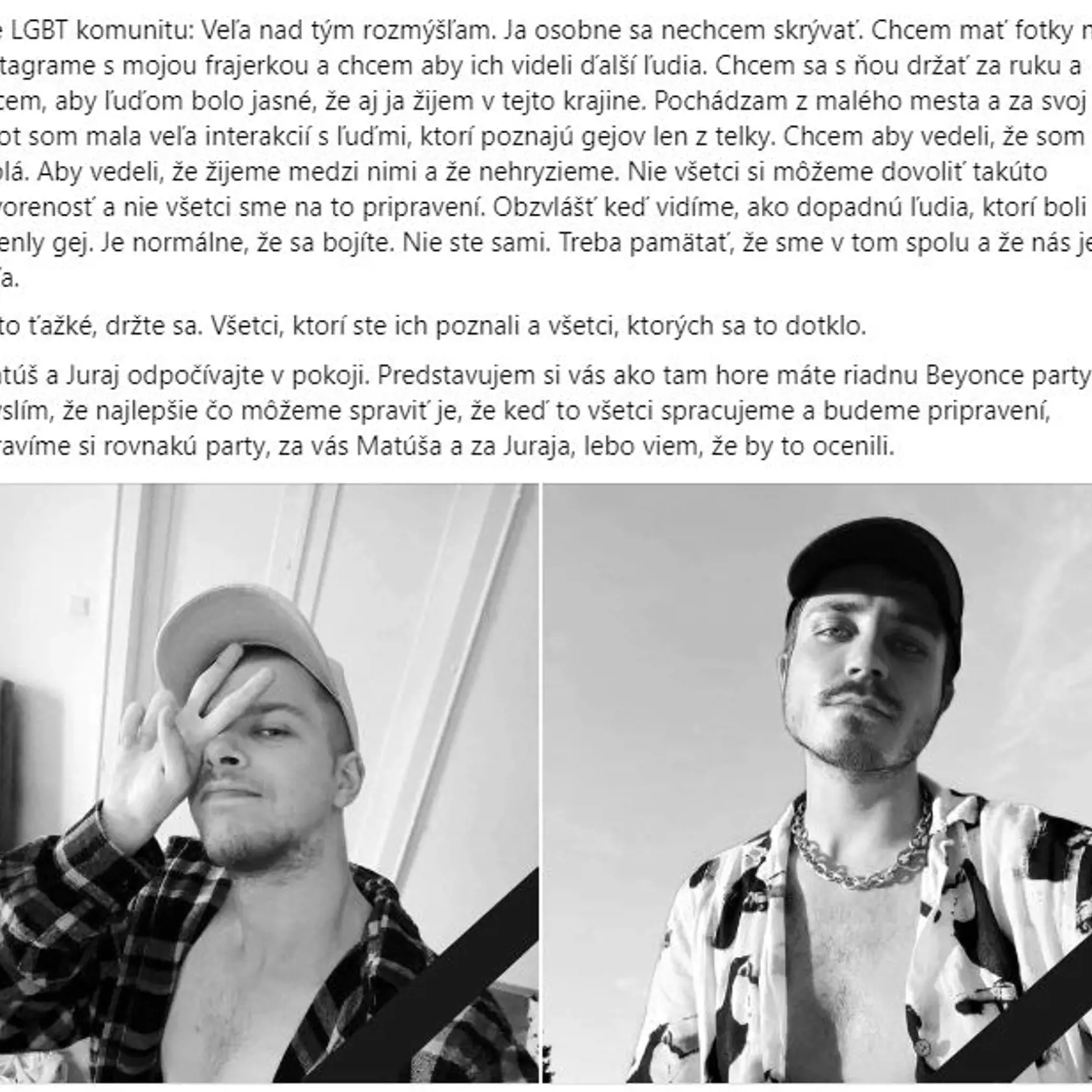 Kamarátka zastrelených mužov Matúša a Juraja napísala dojímavý status.