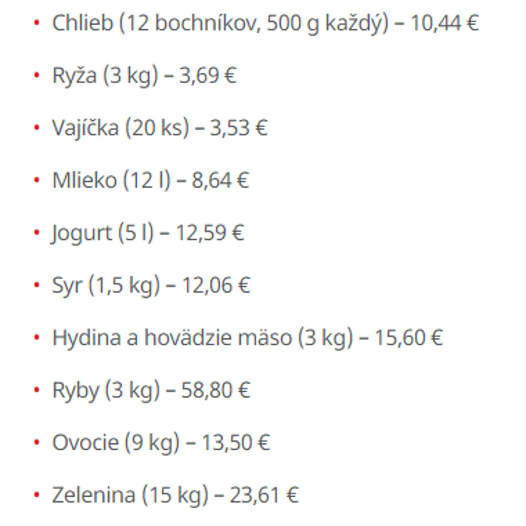 Nákupný zoznam pre seniora na mesiac.