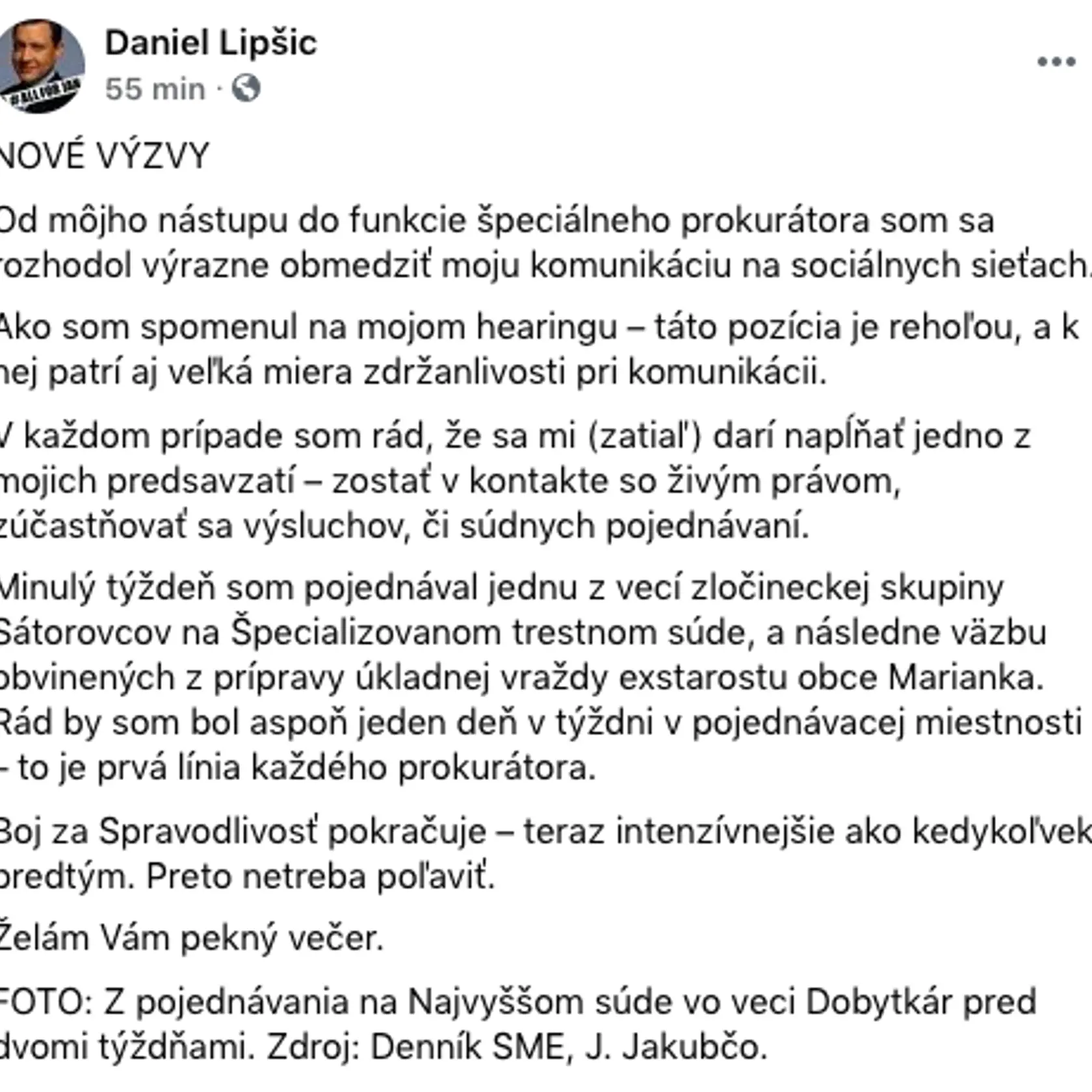 Daniel Lipšic o svojej funkcii špeciálneho prokurátora.