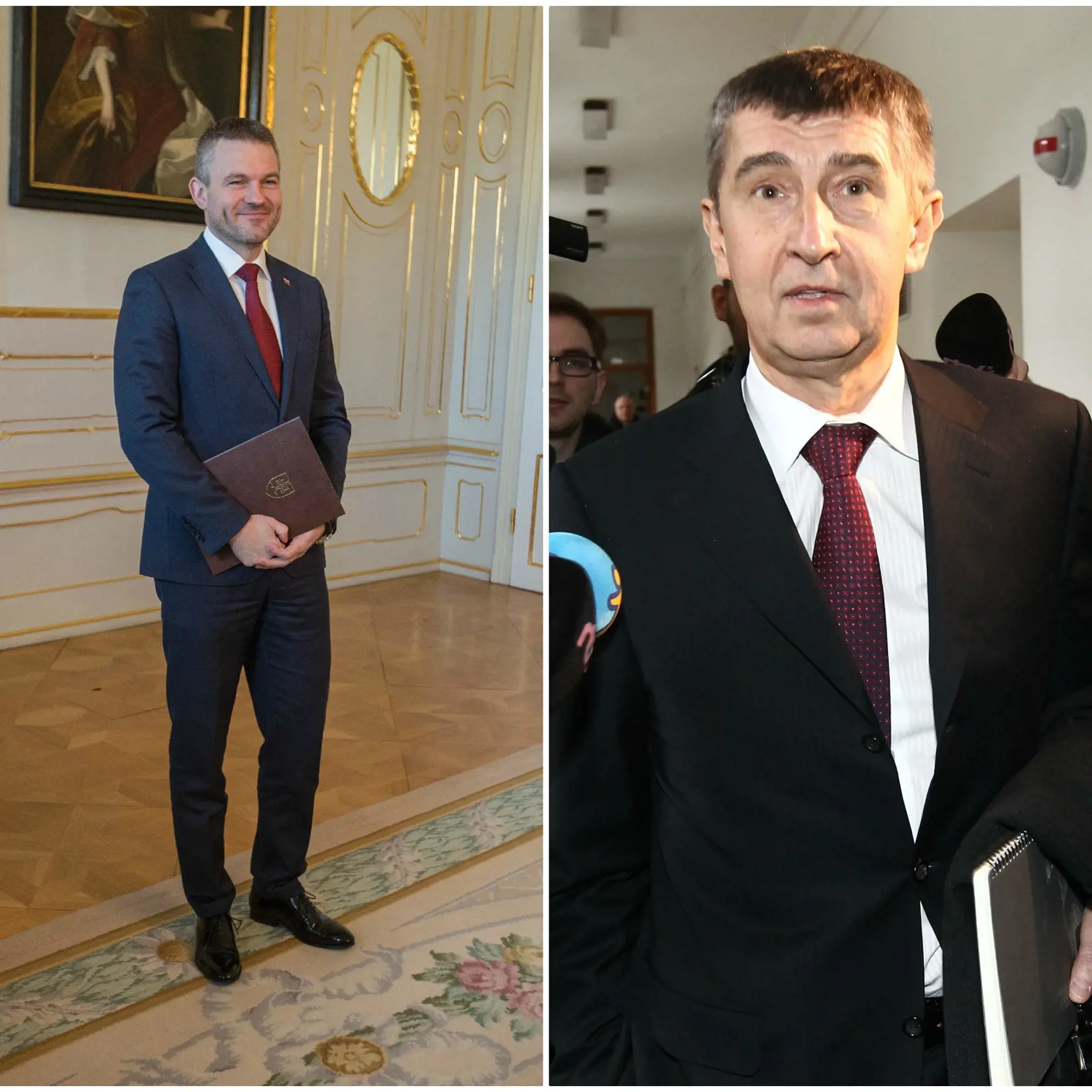 vľavo slovenský premiér Peter Pellegrini, ktorý prijal pozvanie českého premiéra v demisii Andreja Babiša (vpravo)