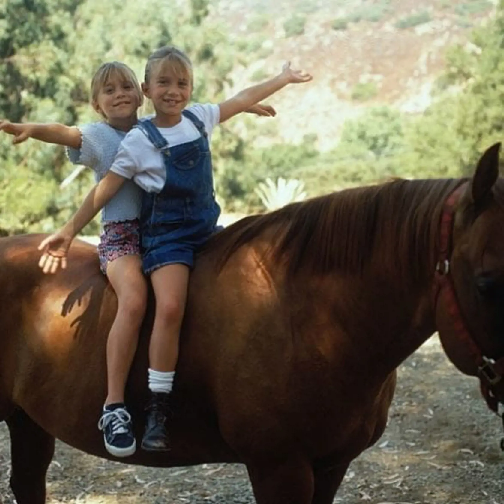 Mary-Kate Olsen a jej sestra dvojička Ashley ešte ako deti.