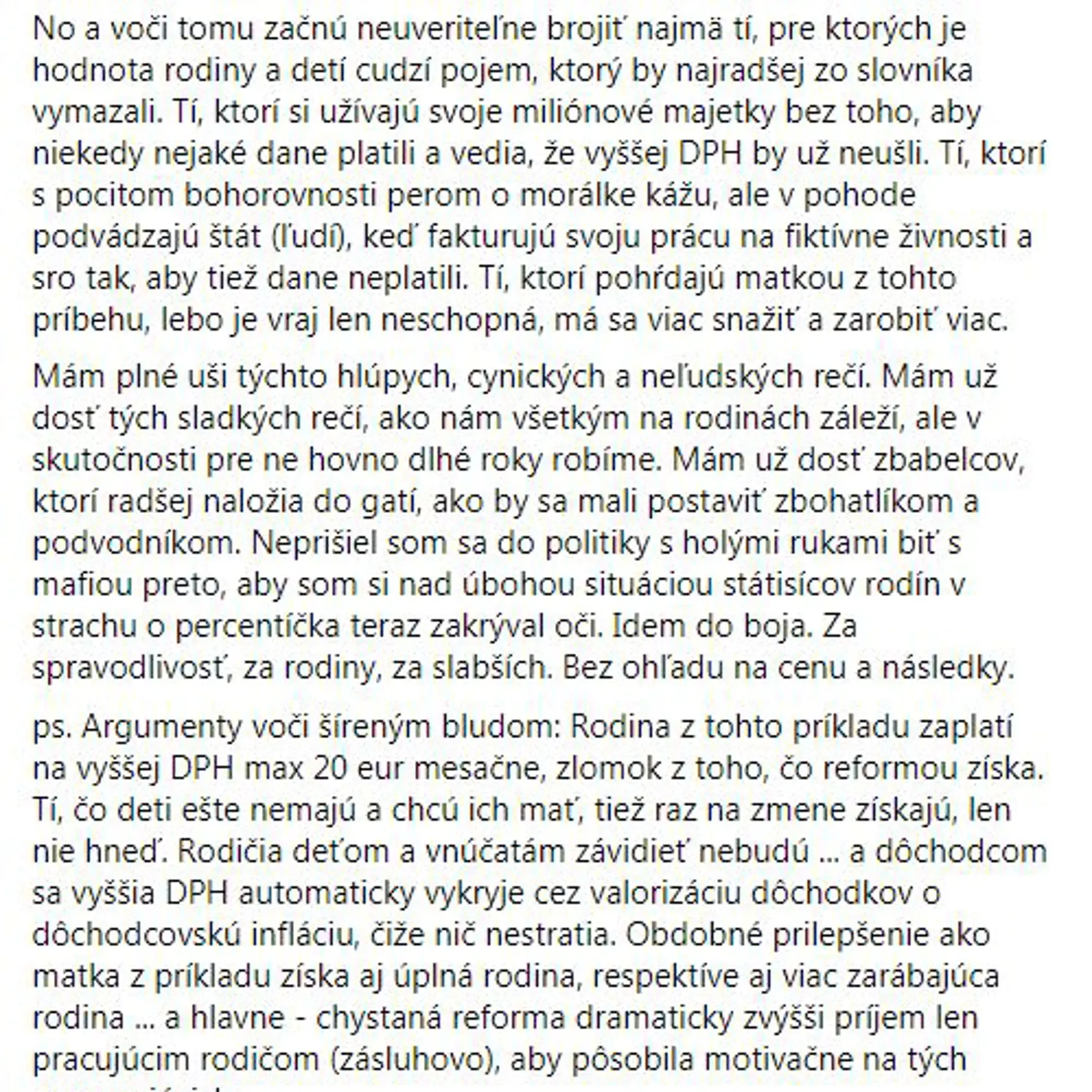 Igor Matovič si napísal k zvyšovaniu rodičovského príplatku a zároveň aj daní dlhý status.