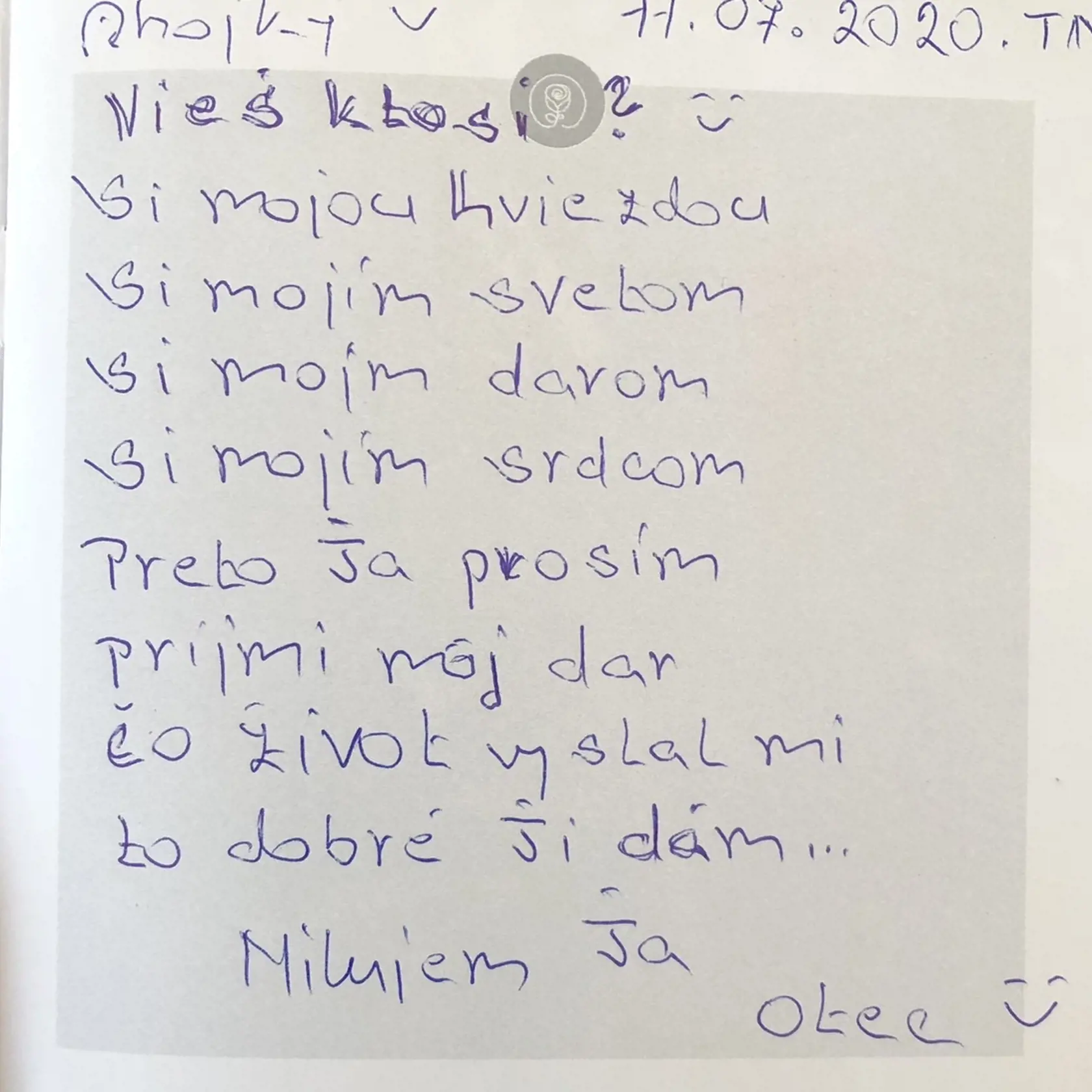 List Dušana Borženského milovanej dcérke Simonke z väzenia.