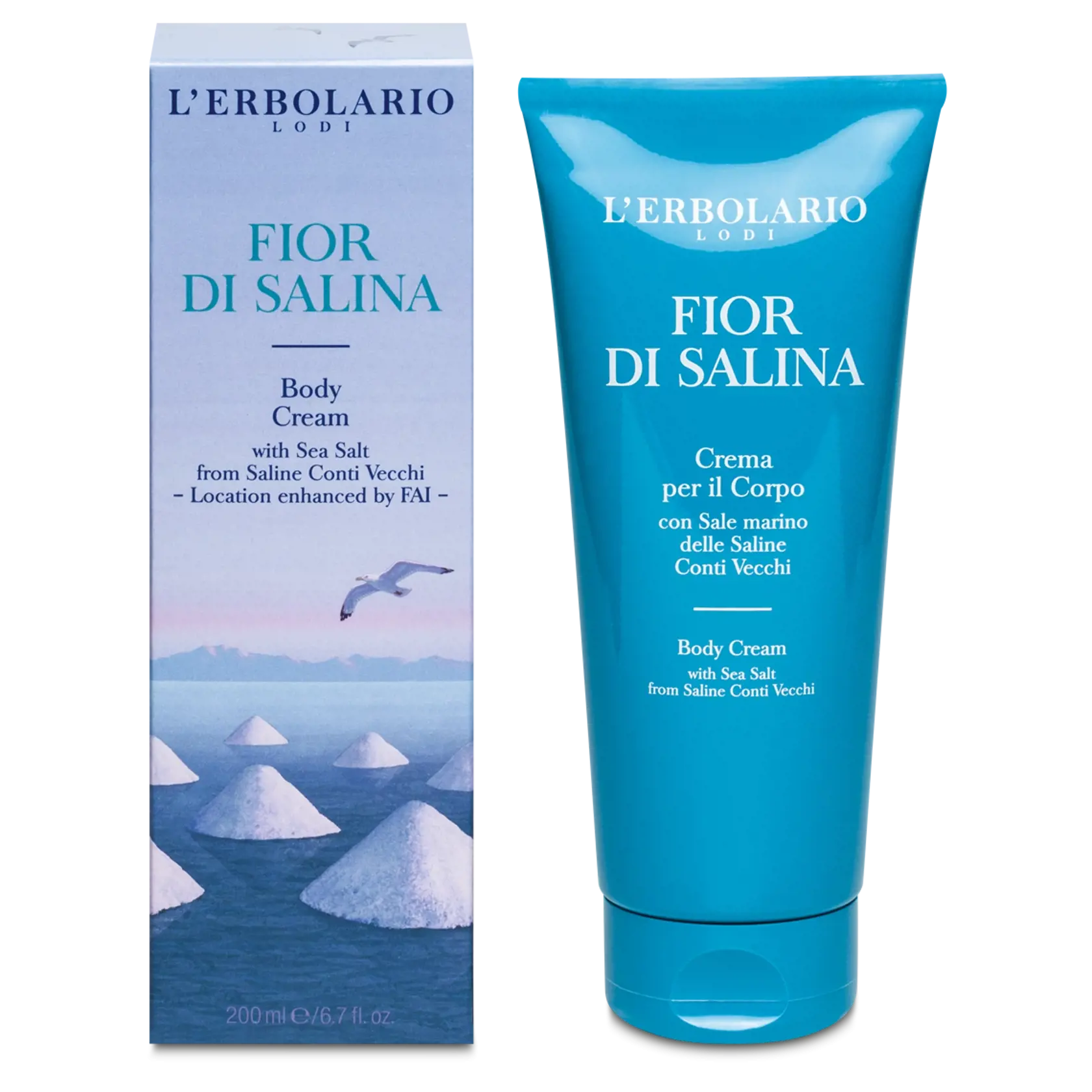 Fior di Salina Tekutý telový krém s morskou soľou a riasou slanorožca, L’Erbolario, 23,30 €
