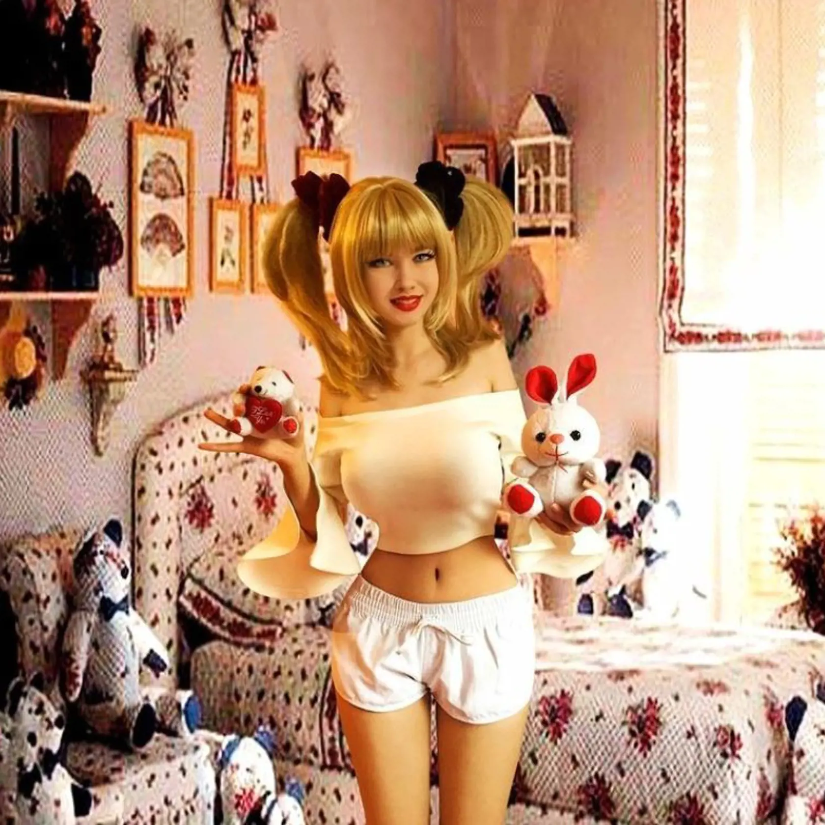 Lolita priznáva, že nosí kontaktné šošovky a mejkap, aby mala oči ako bábika. Nosí parochne, aby mala dokonalé vlasy ako Barbie, a pushup podprsenku na vylepšenie jej už aj tak veľkých pŕs.