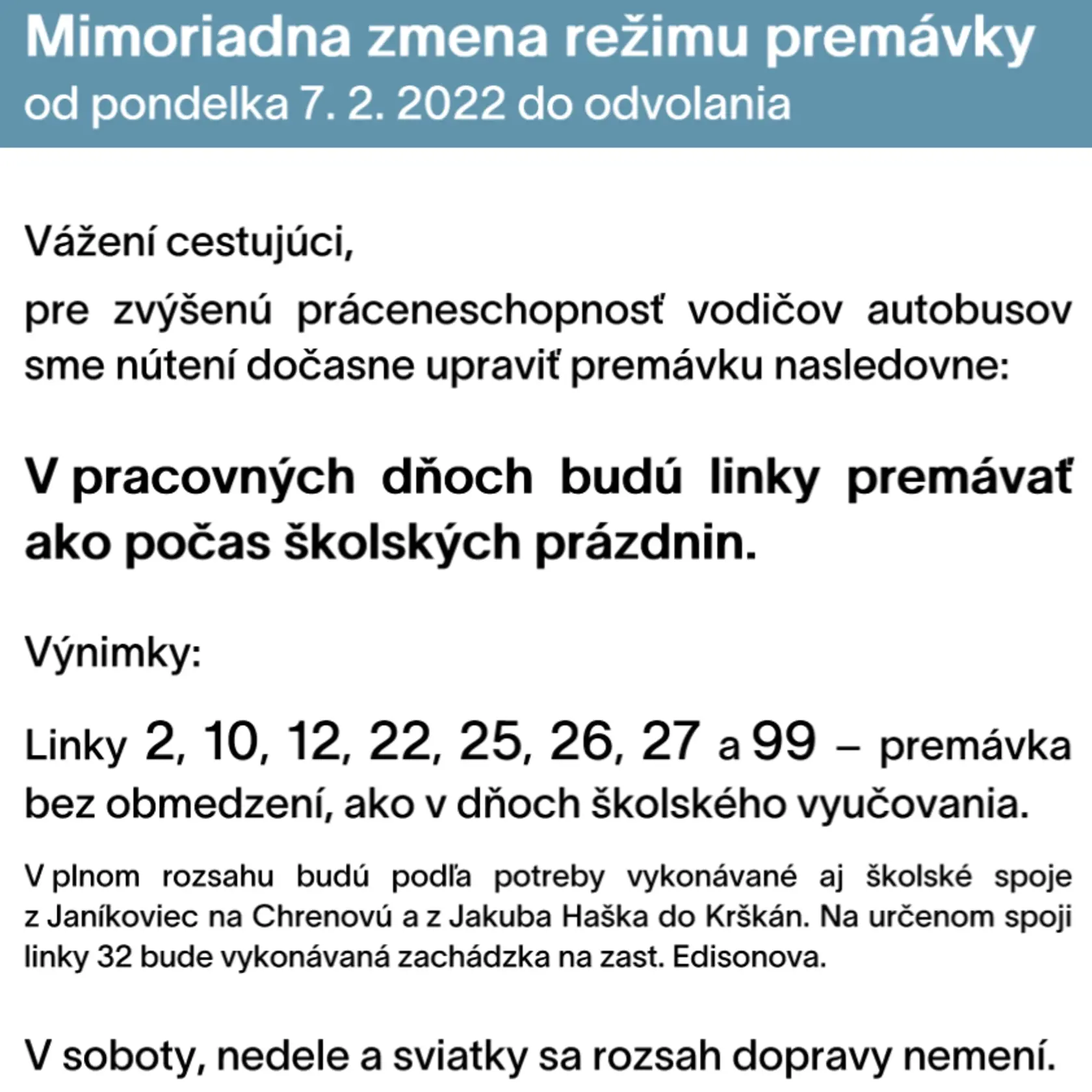 Od pondelka platí v Nitre mimoriadny režim pre autobusy MHD.