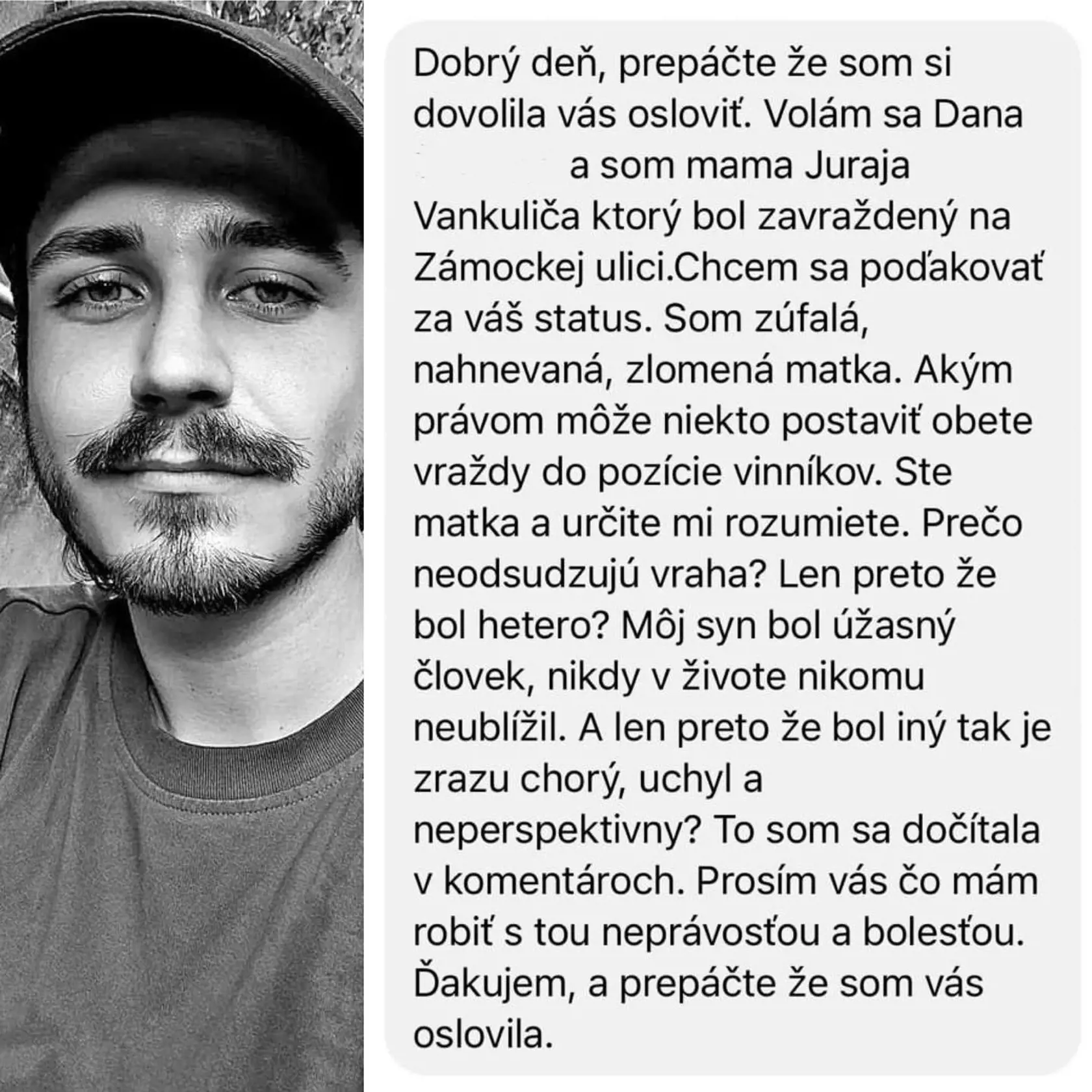 Reakcia Jurajovej matky na vyjadrenie Jána Oroscha.