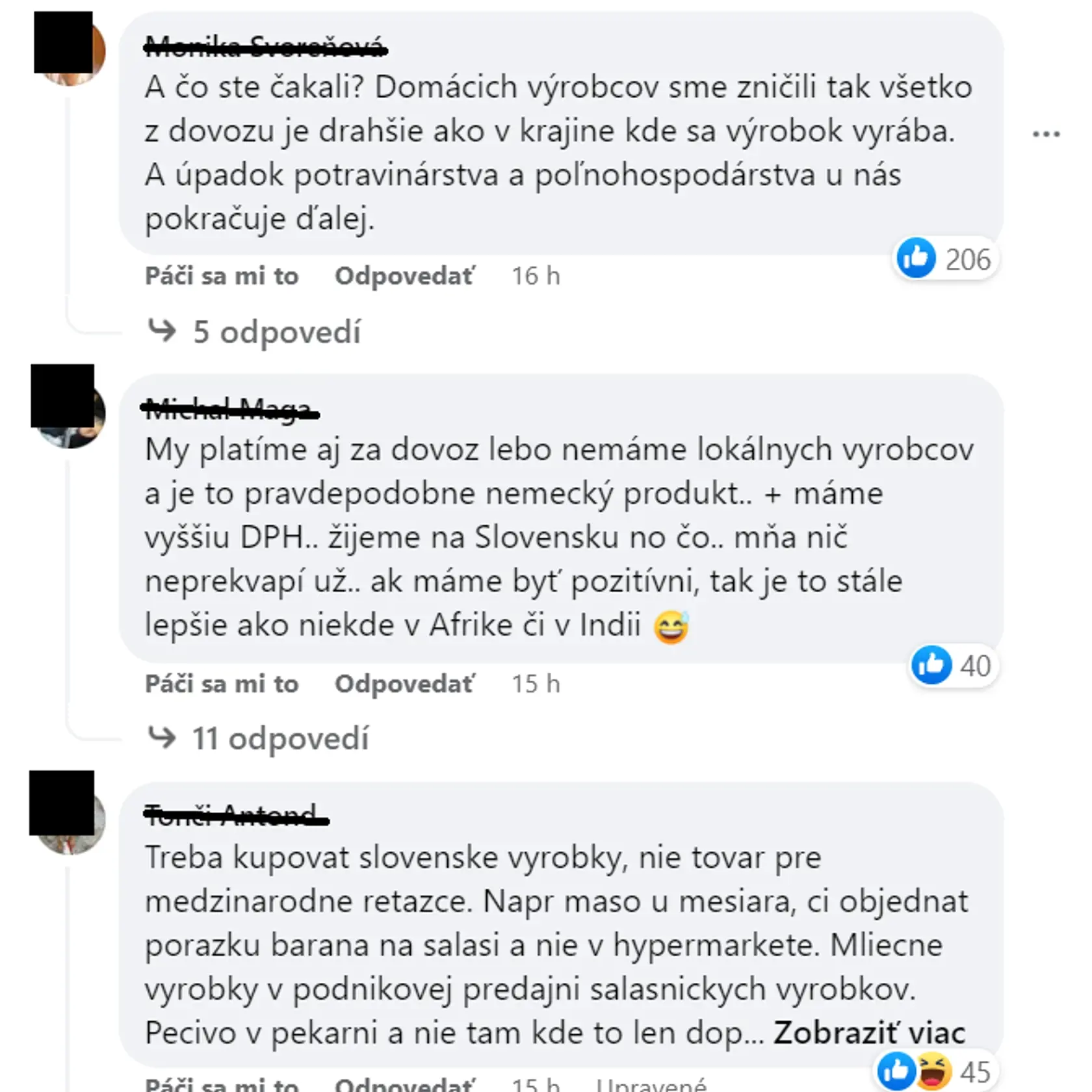 Reakcie Slovákov.