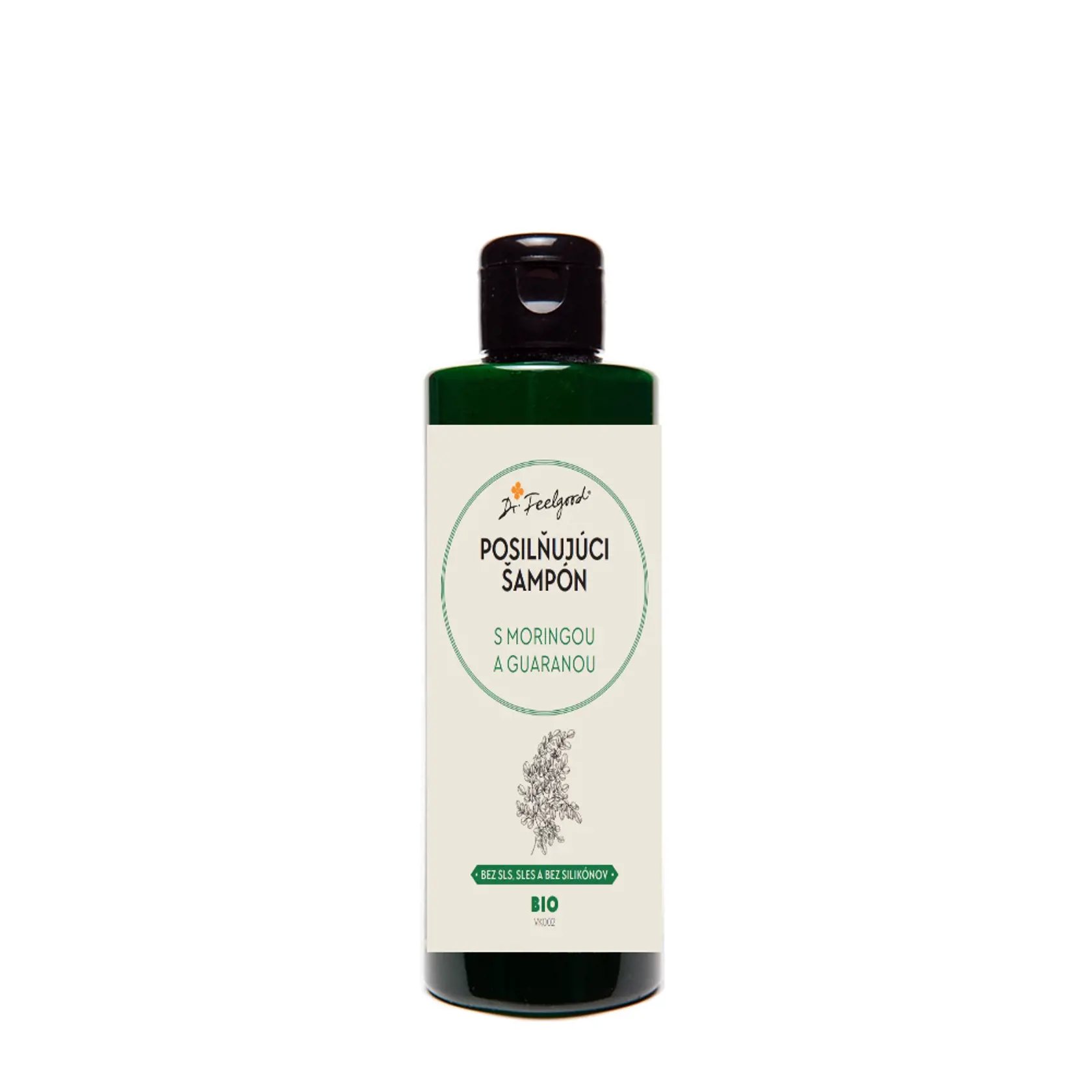 Bio Prírodný šampón posilňujúci s moringou, guaranou a so ženšenom, Dr. Feelgood,  14,90 €