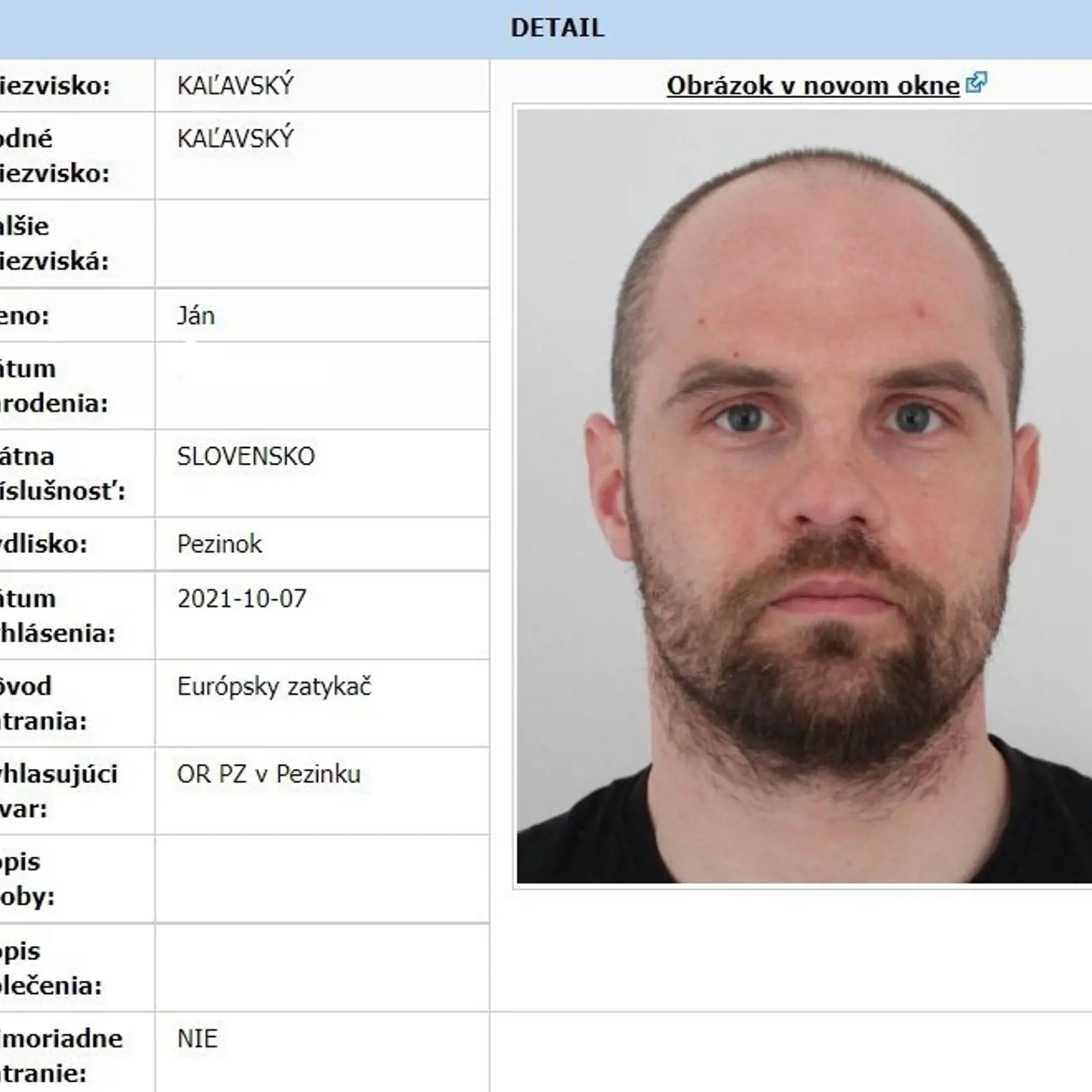 Jeden z najhľadanejších Slovákov Ján Kaľavský.