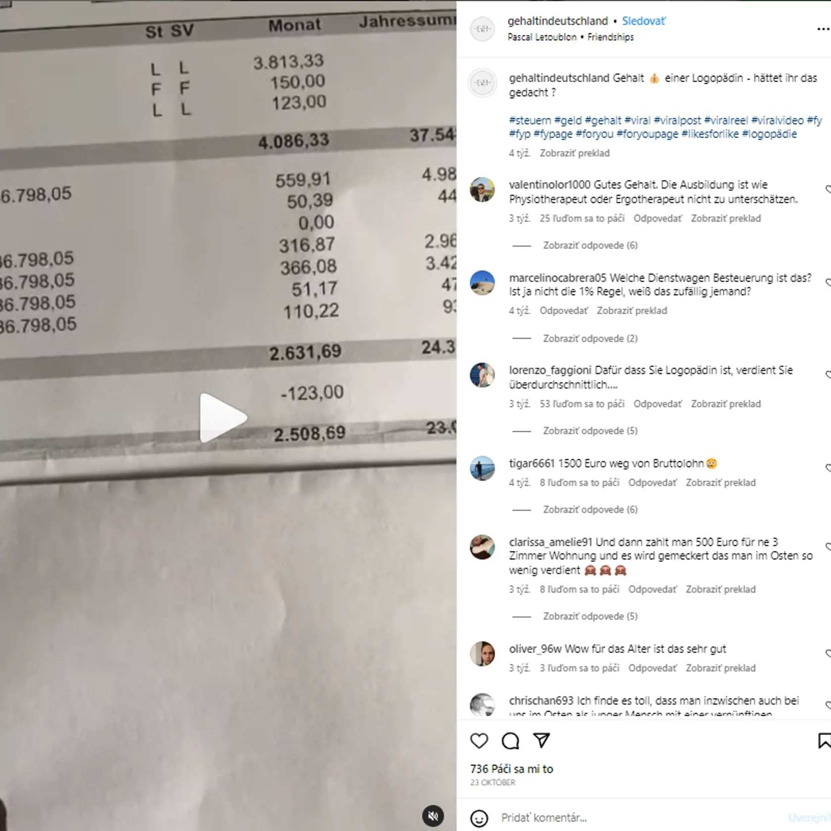 26-ročný logopéd si za odpracovaných 40 hodín týždenne, vyslúži na konci mesiaca plat okolo 2 500 eur v čistom.