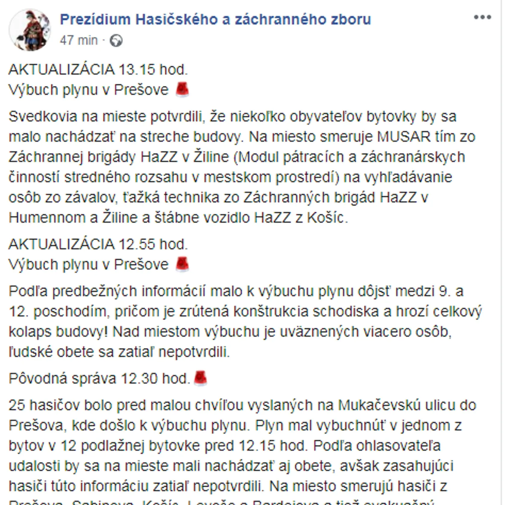 V Prešove vybuchla bytovka.