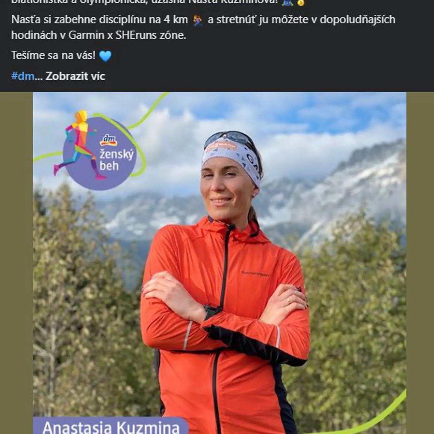 Na štarte 12. ročníka ženského behu nebude chýbať ani naša zlatá biatlonistka a olympionička, Nasťa Kuzminová.