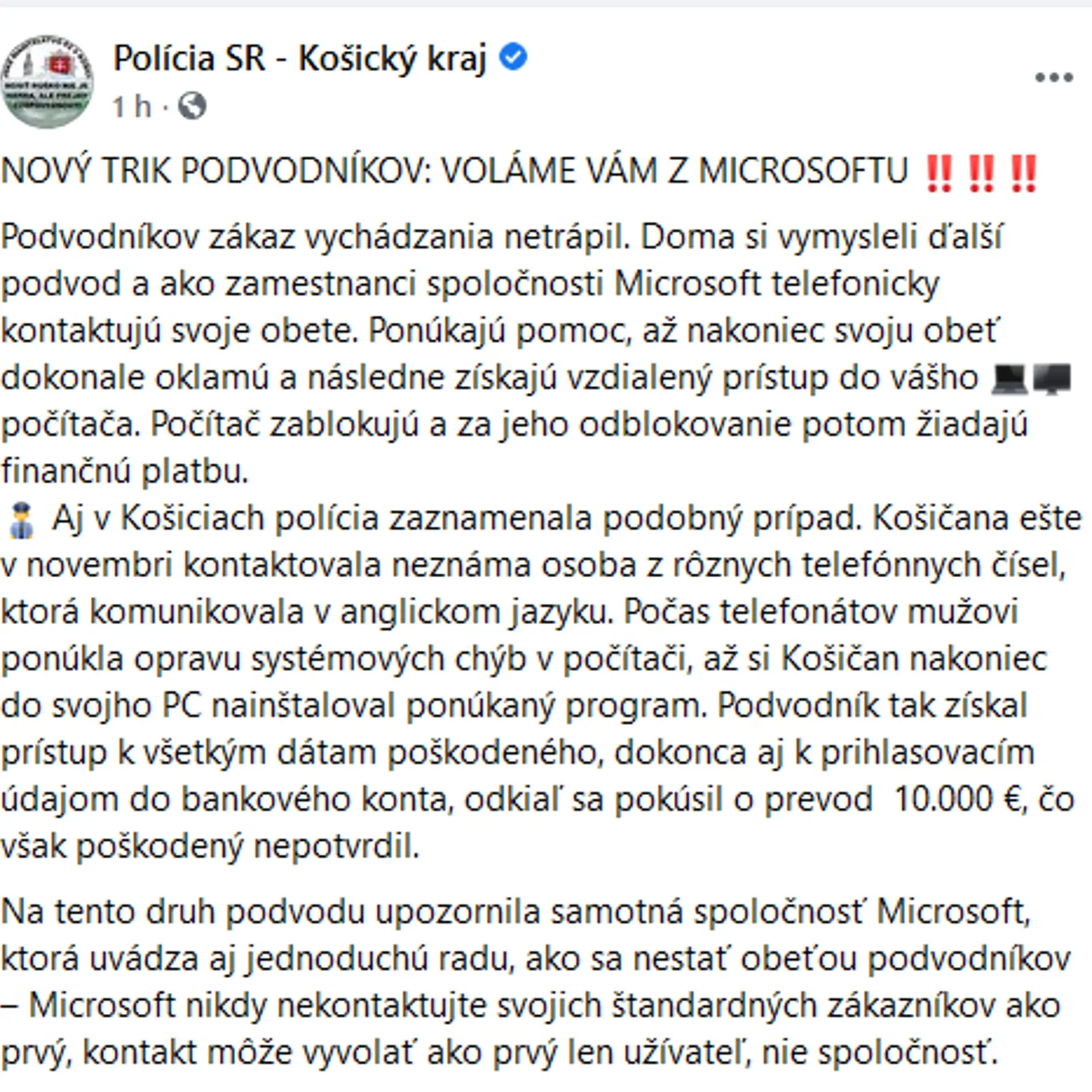 Na snímke je status polície.