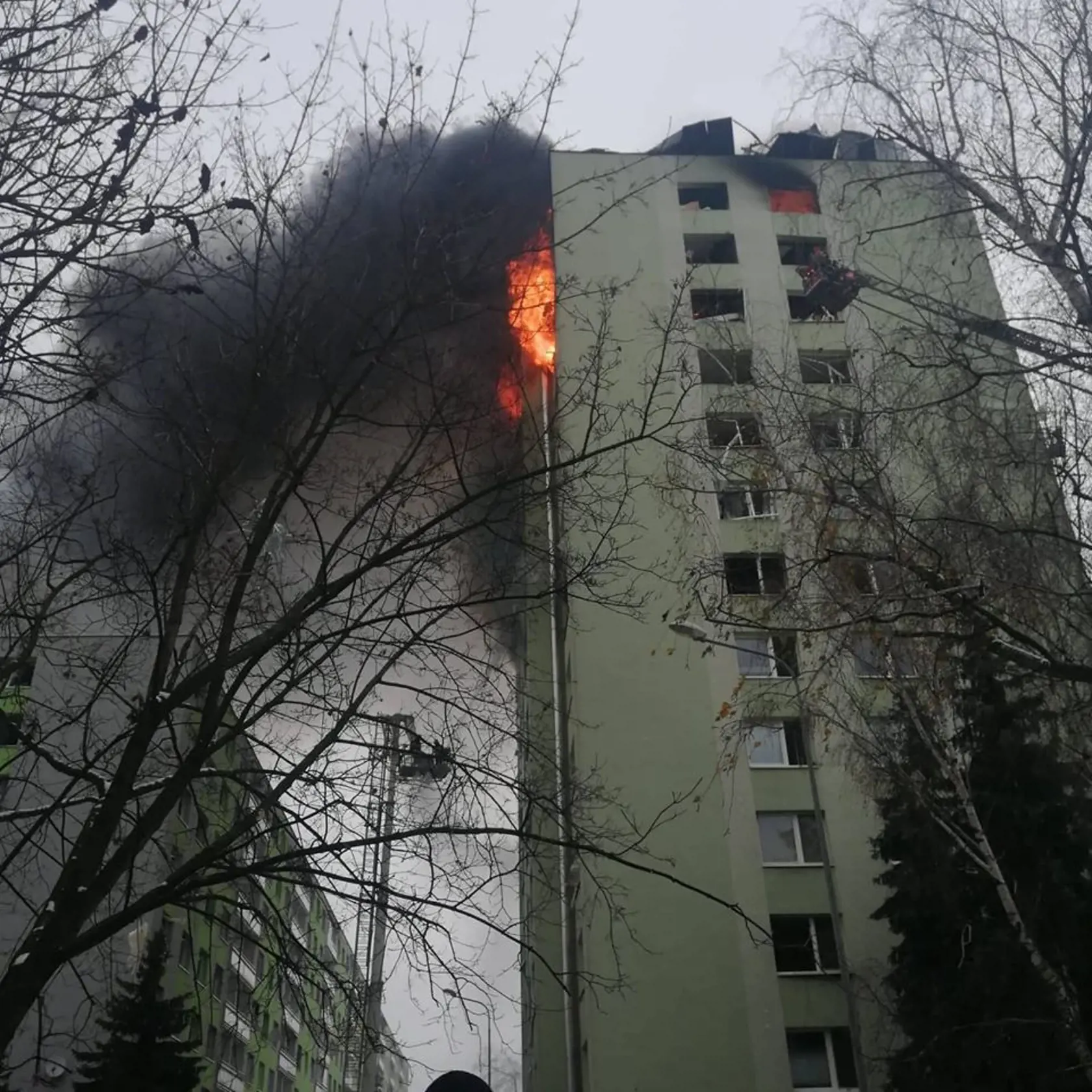 Požiar bytovky v Prešove.