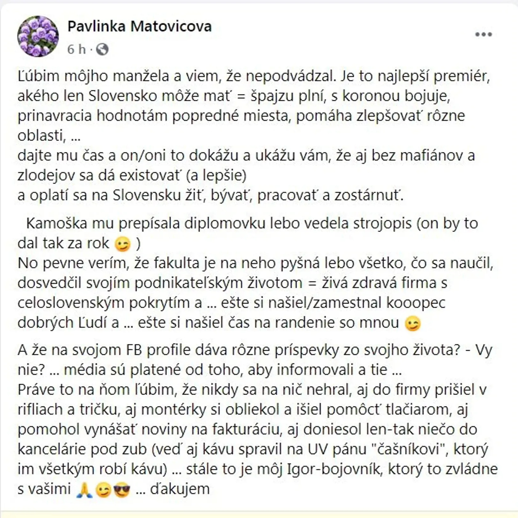 Kým Matoviča odvolávali, jeho žena napísala takýto status. Je možné, že premiér sa aj kvôli tomu zbalil a utekal do Trnavy.