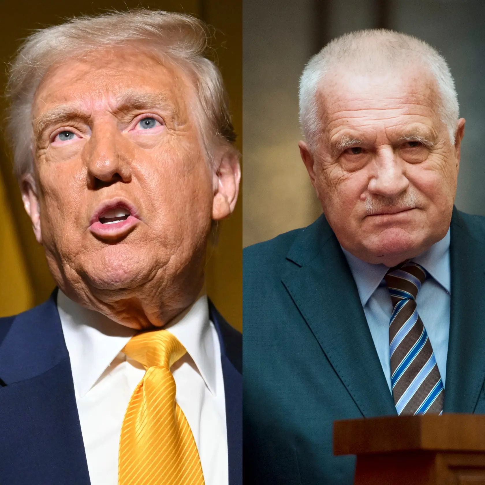 Colnú politiku amerického prezidenta Donalda Trumpa oceňuje bývalá hlava Českej republiky Václav Klaus (vpravo).