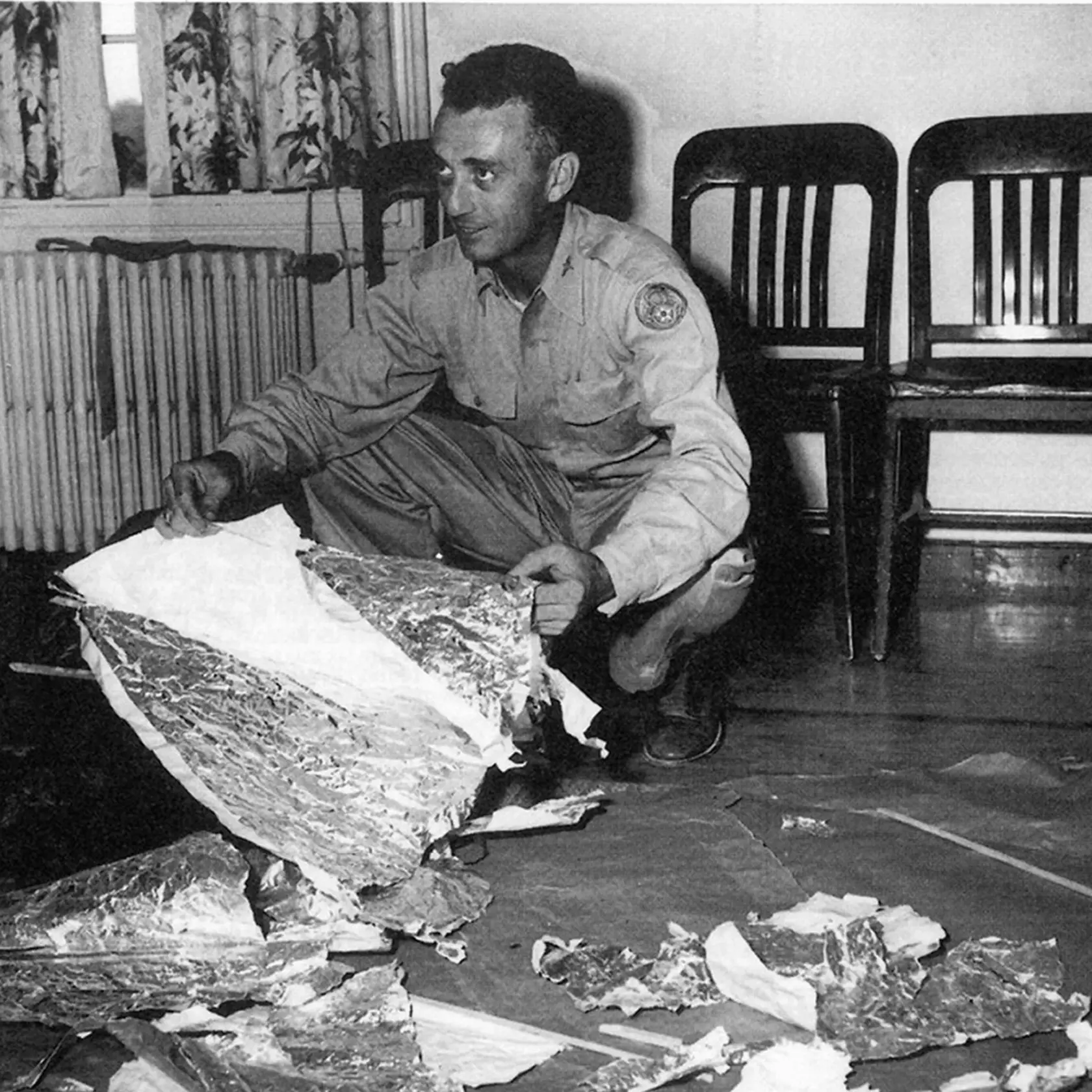 Zábery z údajnej havárie UFO pri meste Roswell.