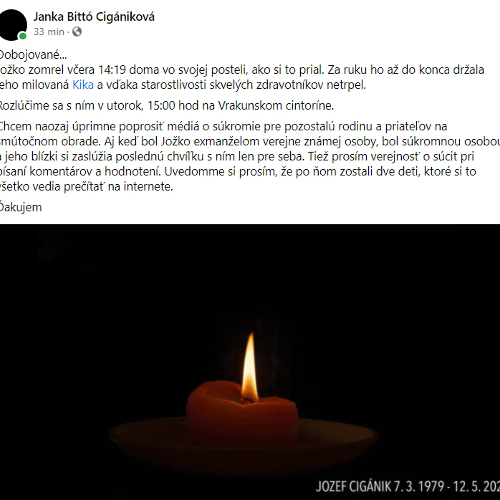 Slová plné bolesti od Janky Bittó Cigánikovej.