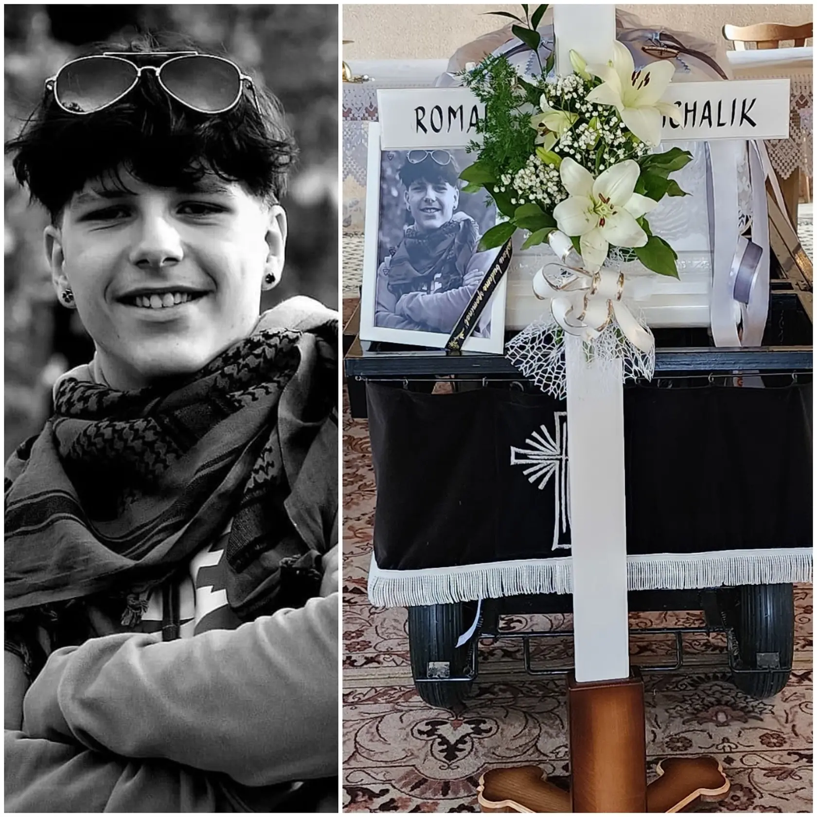 Posledná rozlúčka s Romanom († 15), ktorý zahynul po páde zo strechy