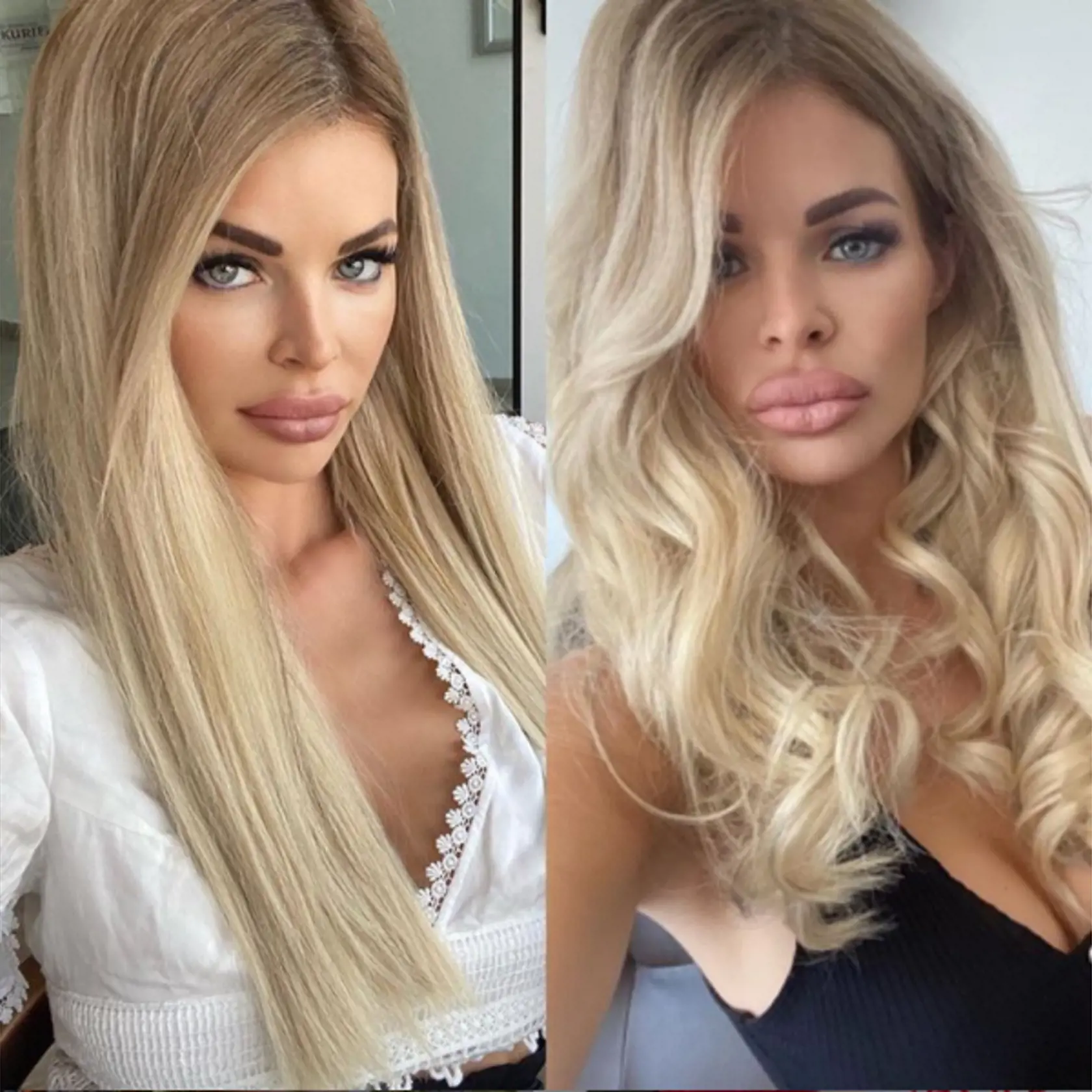 Silvia Kucherenko si nechala zmenšiť pery. Naľavo je nová fotka a napravo pred zmenšením.