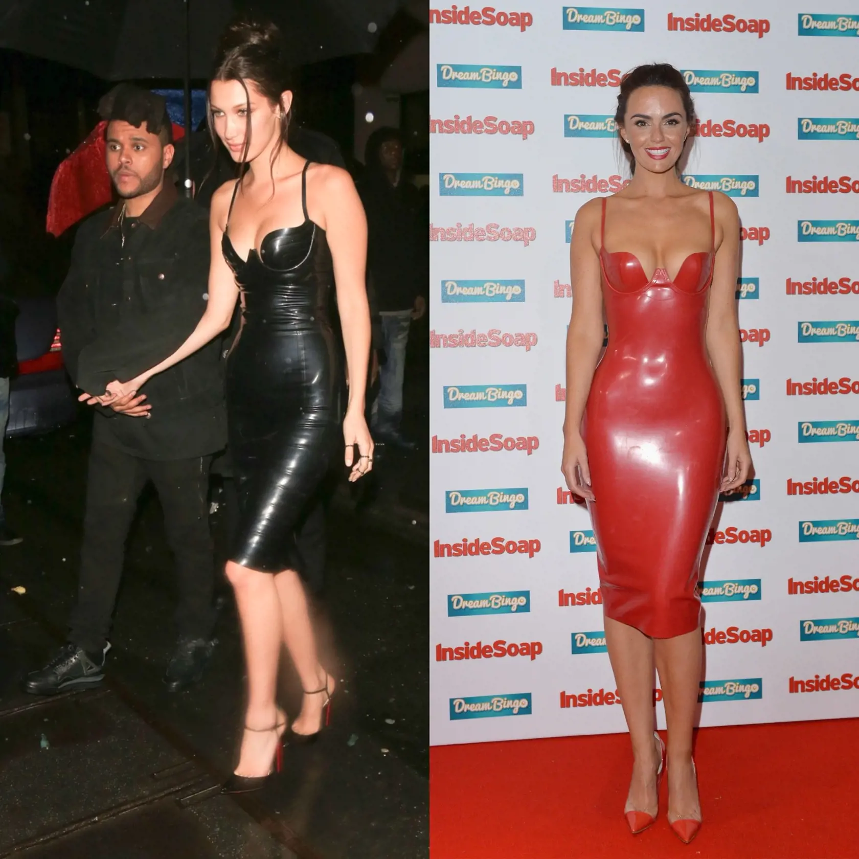 Bella Hadid si na udalosť Met Gala obliekla kožené minišaty. Rovnaké si vzala herečka Jennifer Metcalfe.