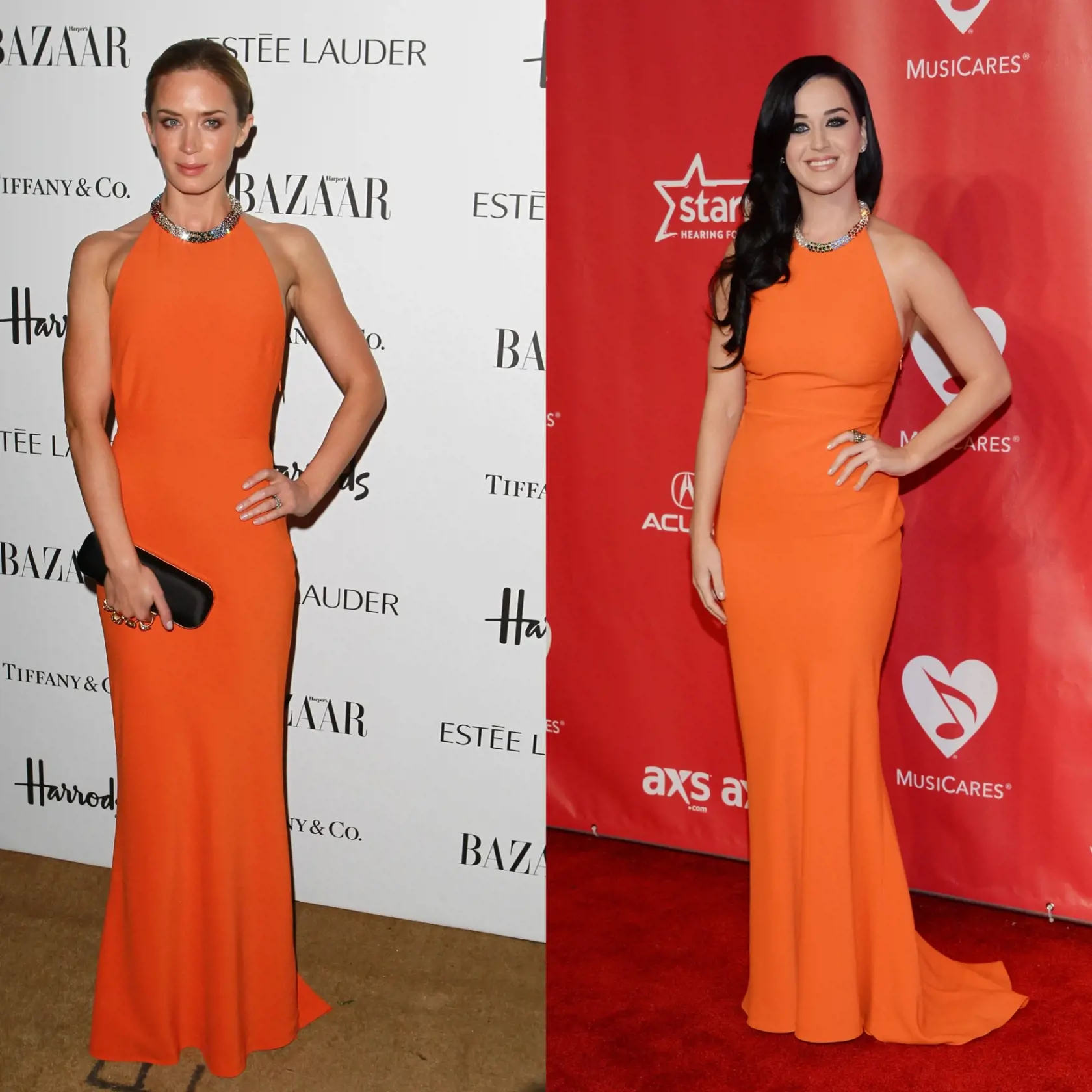 Herečka Emily Blunt stavila na oranžovú rovnako ako Katy Perry.