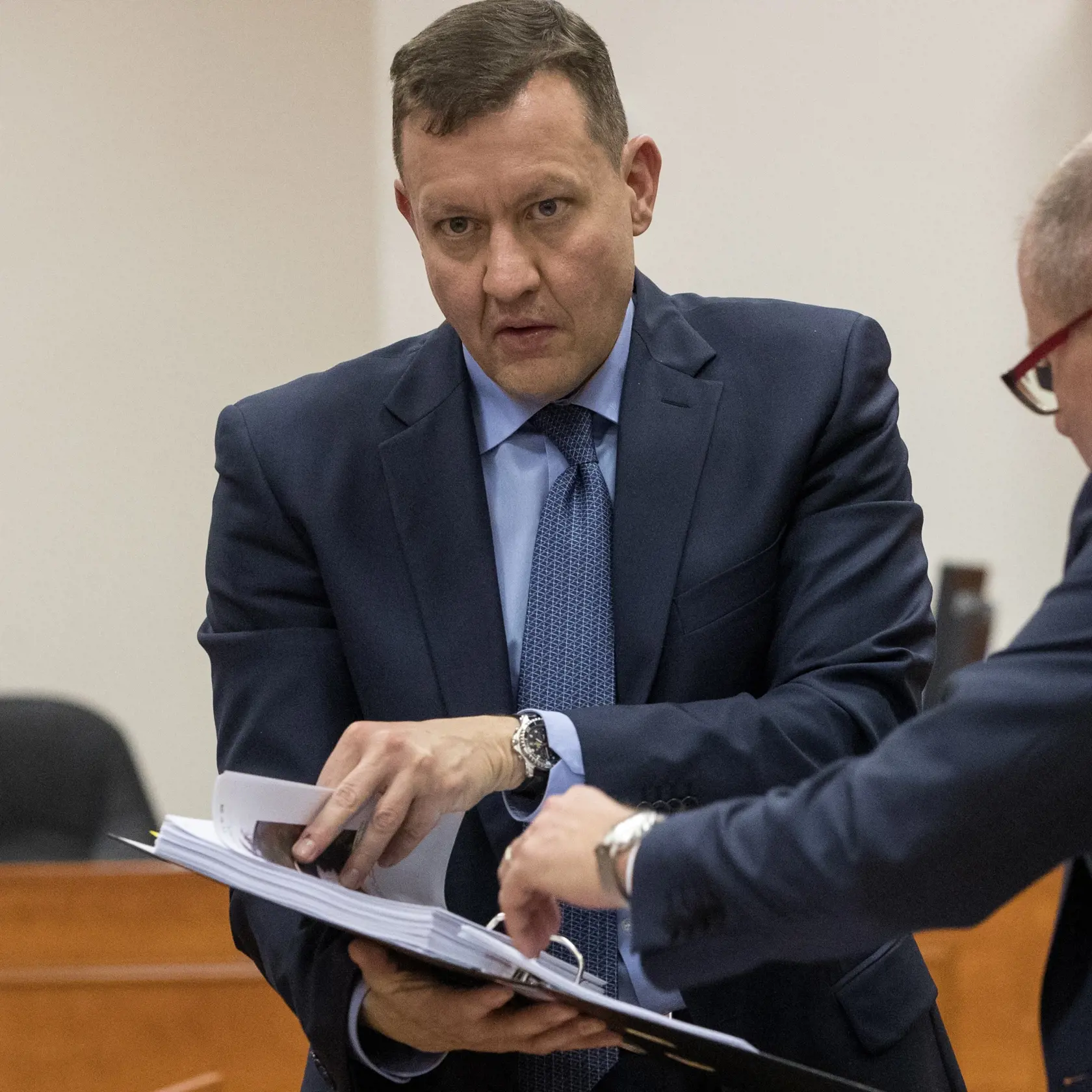 Druhé pojednávanie na Špecializovanom trestnom súde v Pezinku vo veci vraždy investigatívneho novinára Jána Kuciaka a jeho snúbenice Martiny Kušnírovej. Na snímke je advokát rodiny Kuciakovcov Daniel Lipšic.