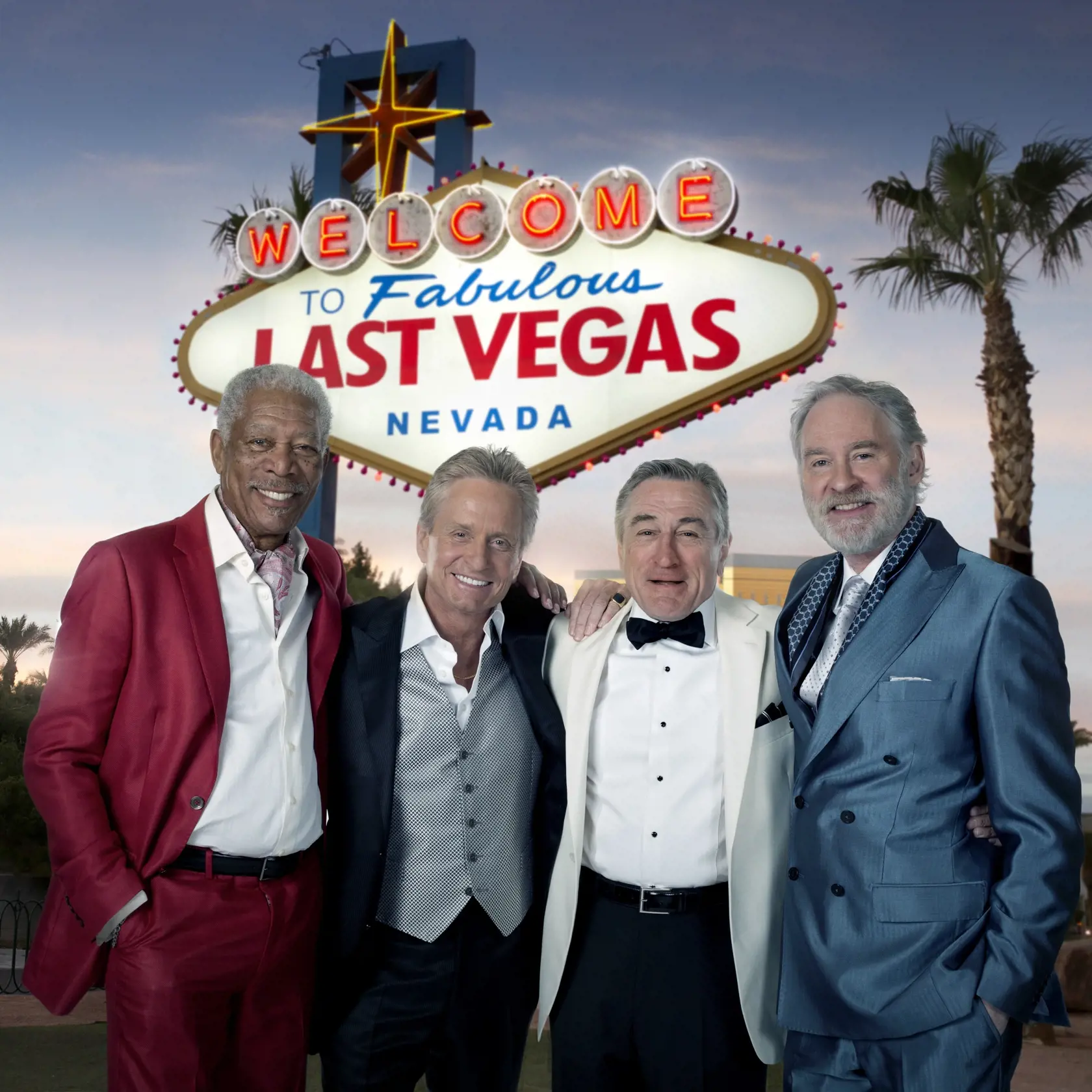 Robert De Niro, Michael Douglas, Morgan Freeman a Kevin Kline vo filme Frajeri vo Vegas z roku 2013.