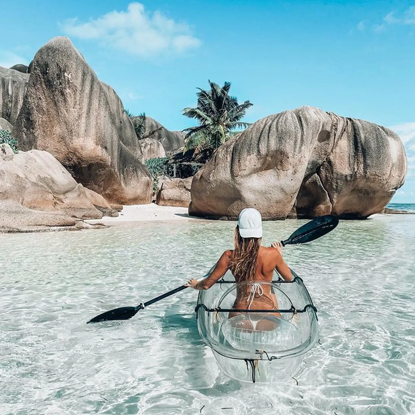 Andrea Verešová na Seychelských ostrovoch.