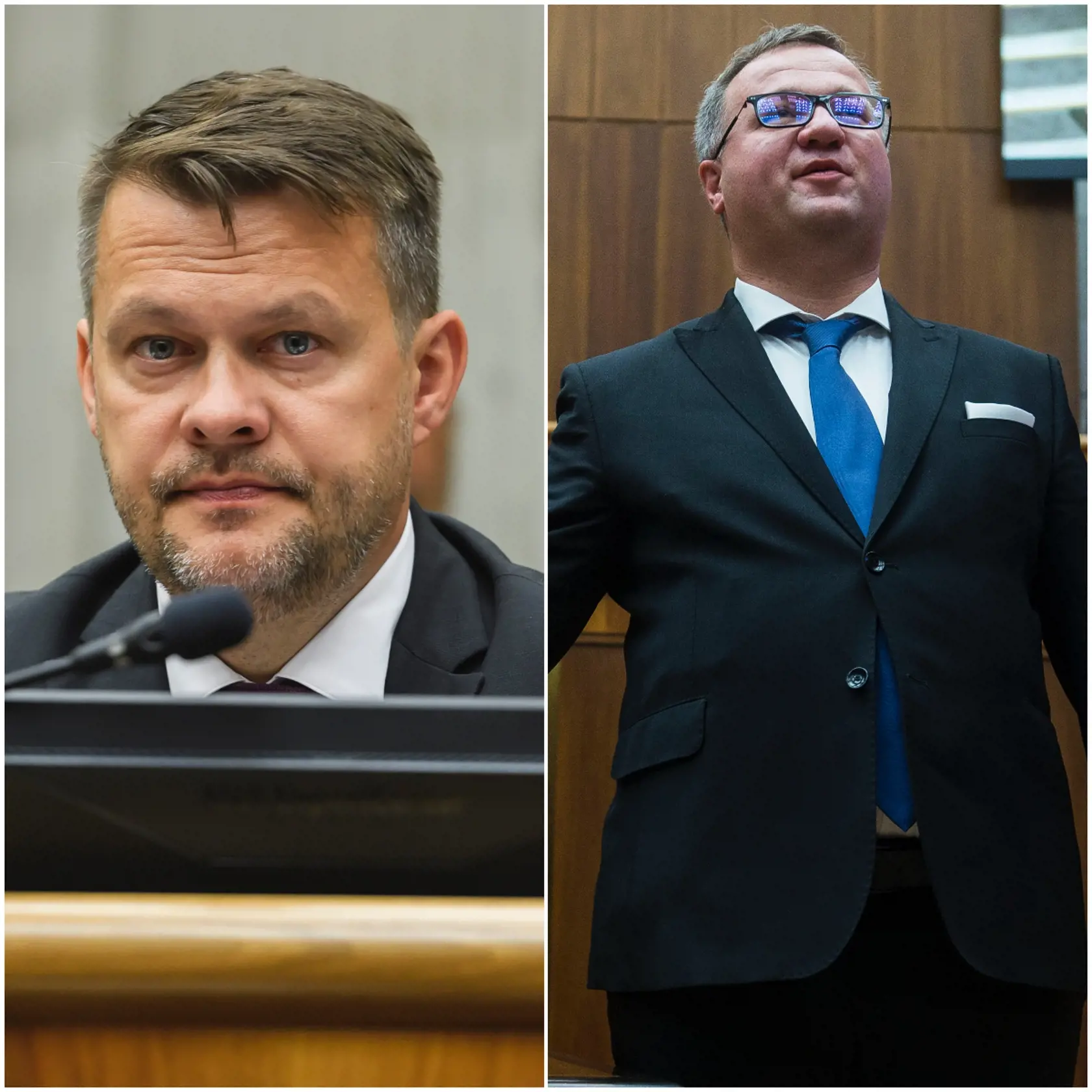 Na snímke poslanci Samuel Migaľ (vľavo) a Radomír Šalitroš (vpravo).