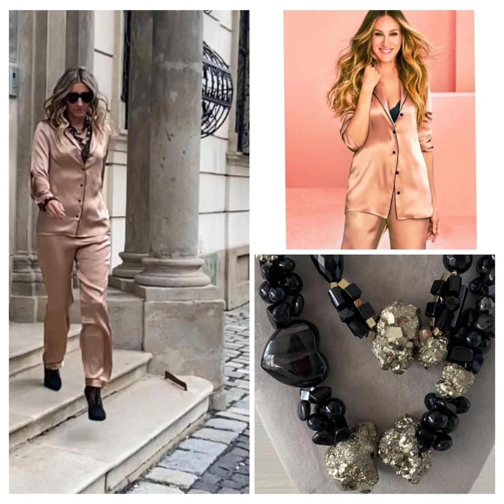 Táto fotografia vznikla ako, nazvem to, paródia na film Sex v meste. Ja som ho pracovne nazvala: Šperk (môj) v meste (Trnava). Perličkou je pyžamo "intmssm" a lá Sarah Jessica Parker.