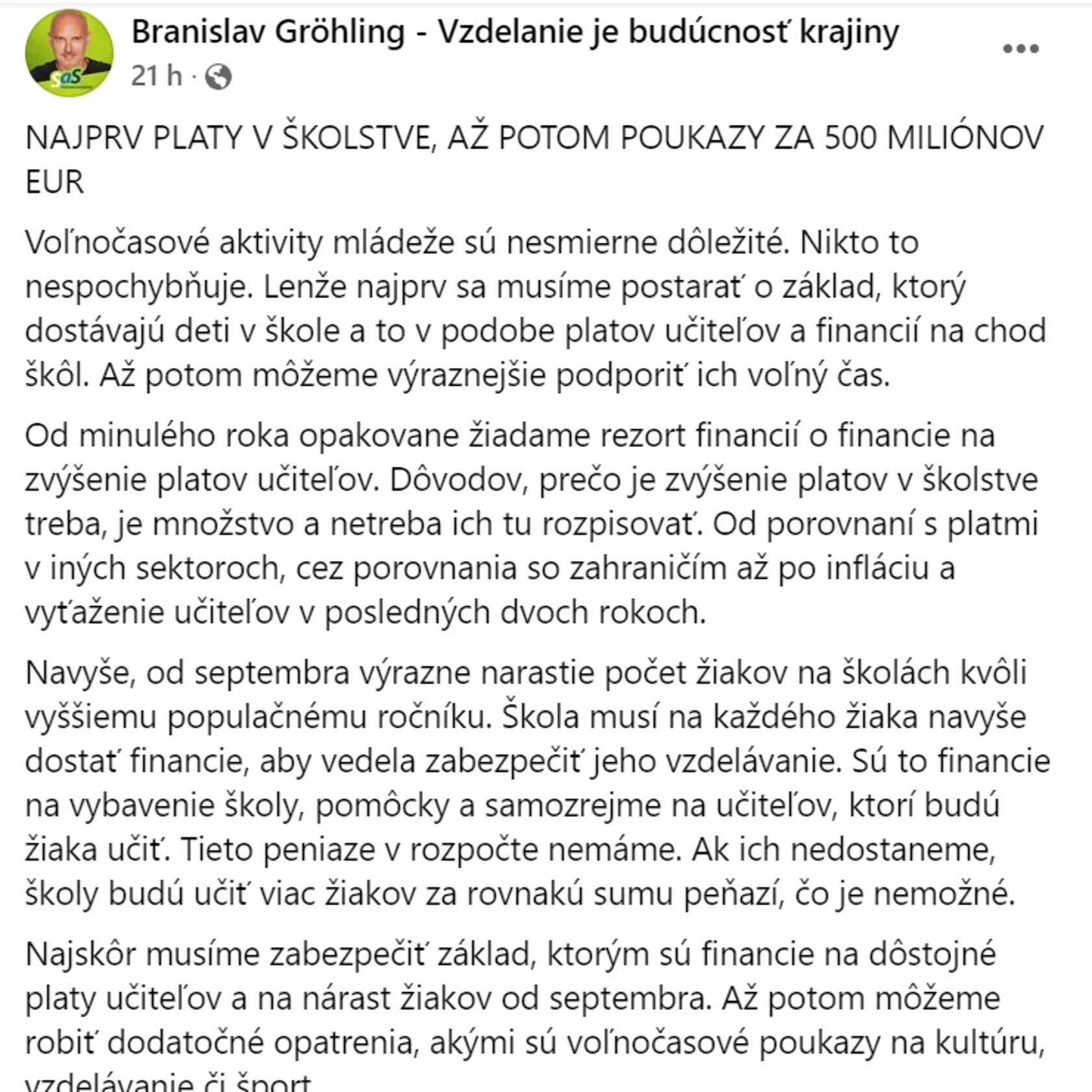 Status nahnevaného ministra školstva.