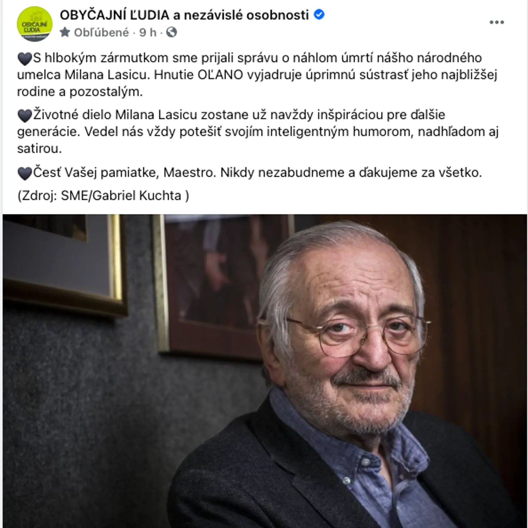 Kondolencie hnutia Igora Matoviča OĽaNO.