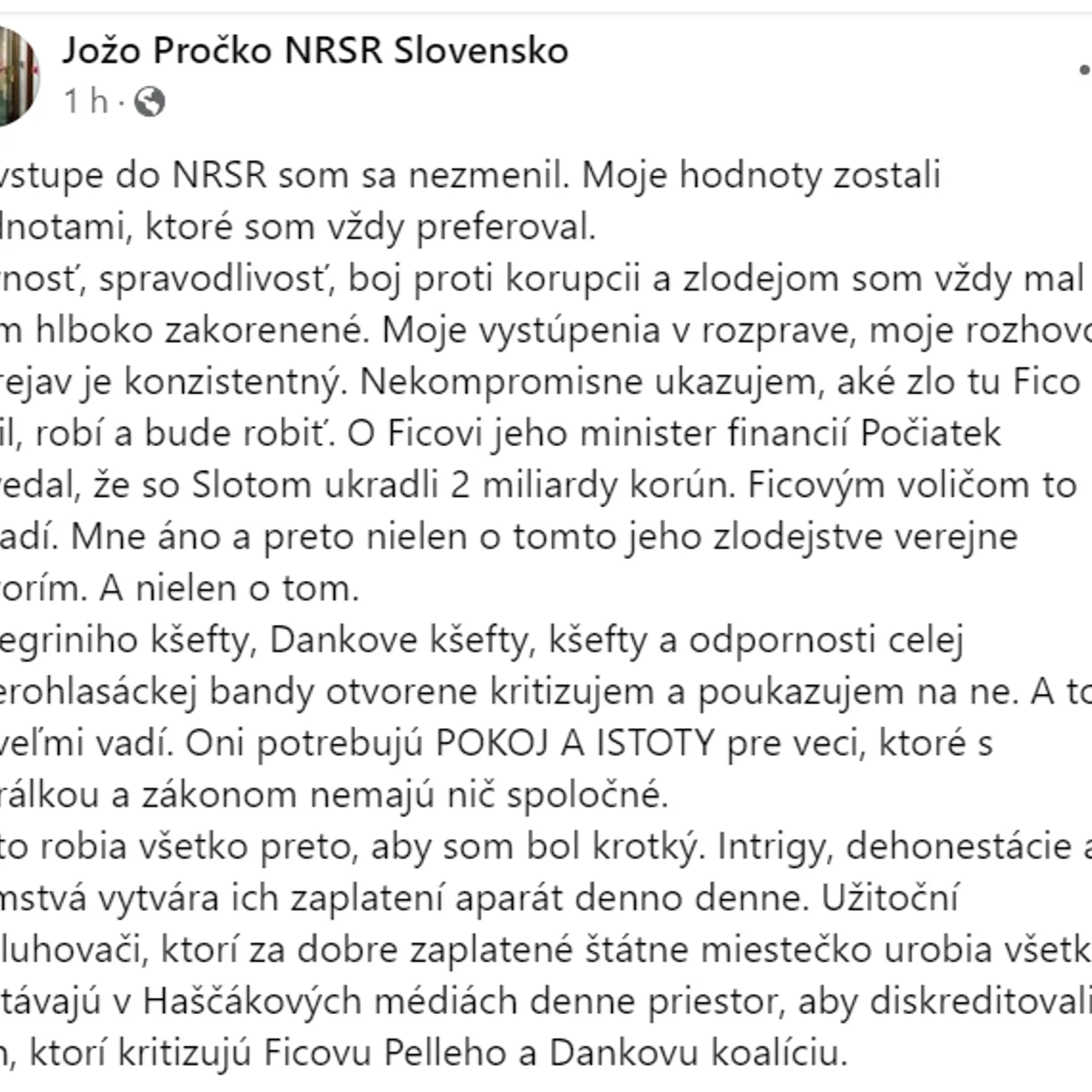 Status Jozefa Pročka k Romane Tabák.