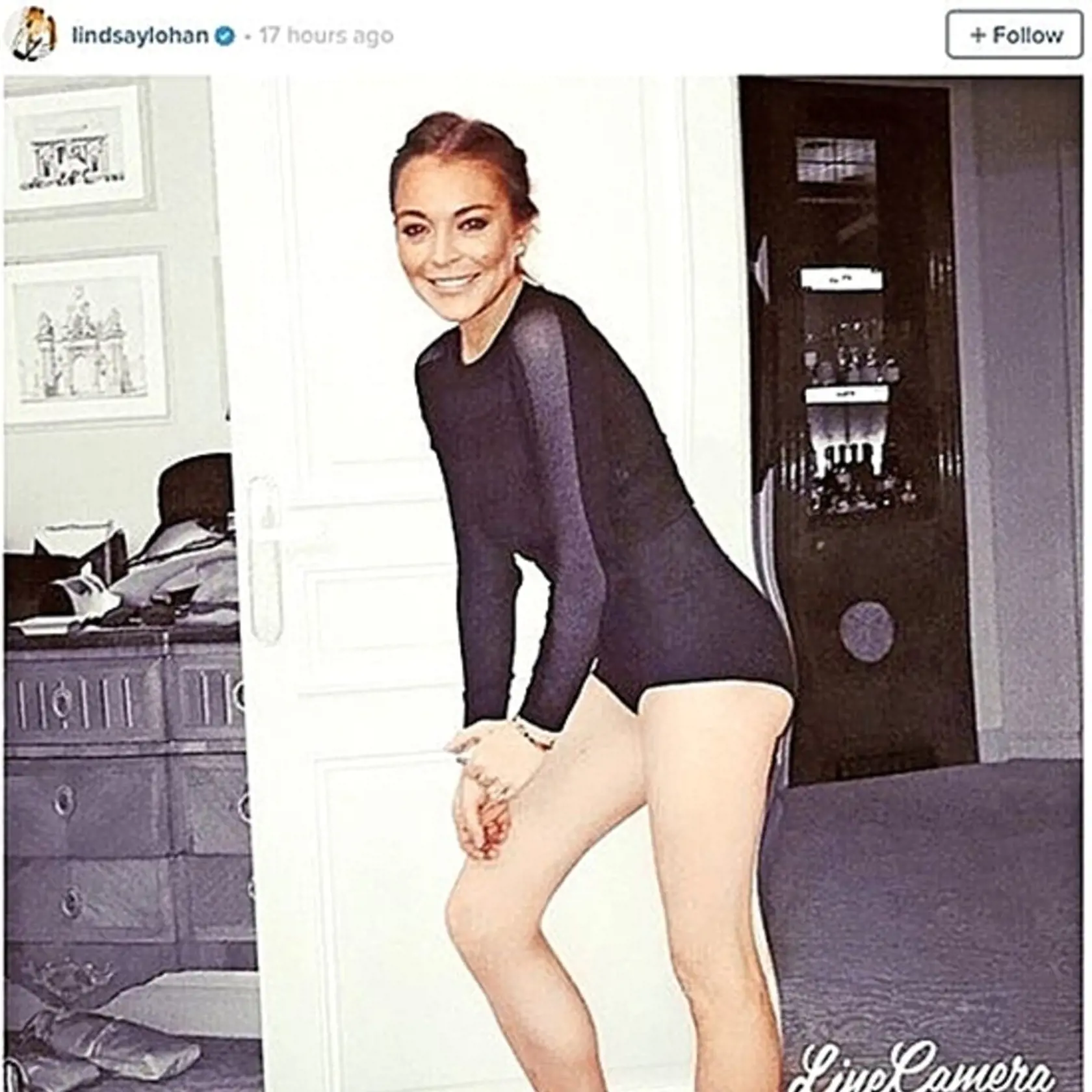 Aj takto sa dá nazvať tento neslávne slávny záber herečky Lindsay Lohan, ktorý pred časom zavesila na Instagram. 