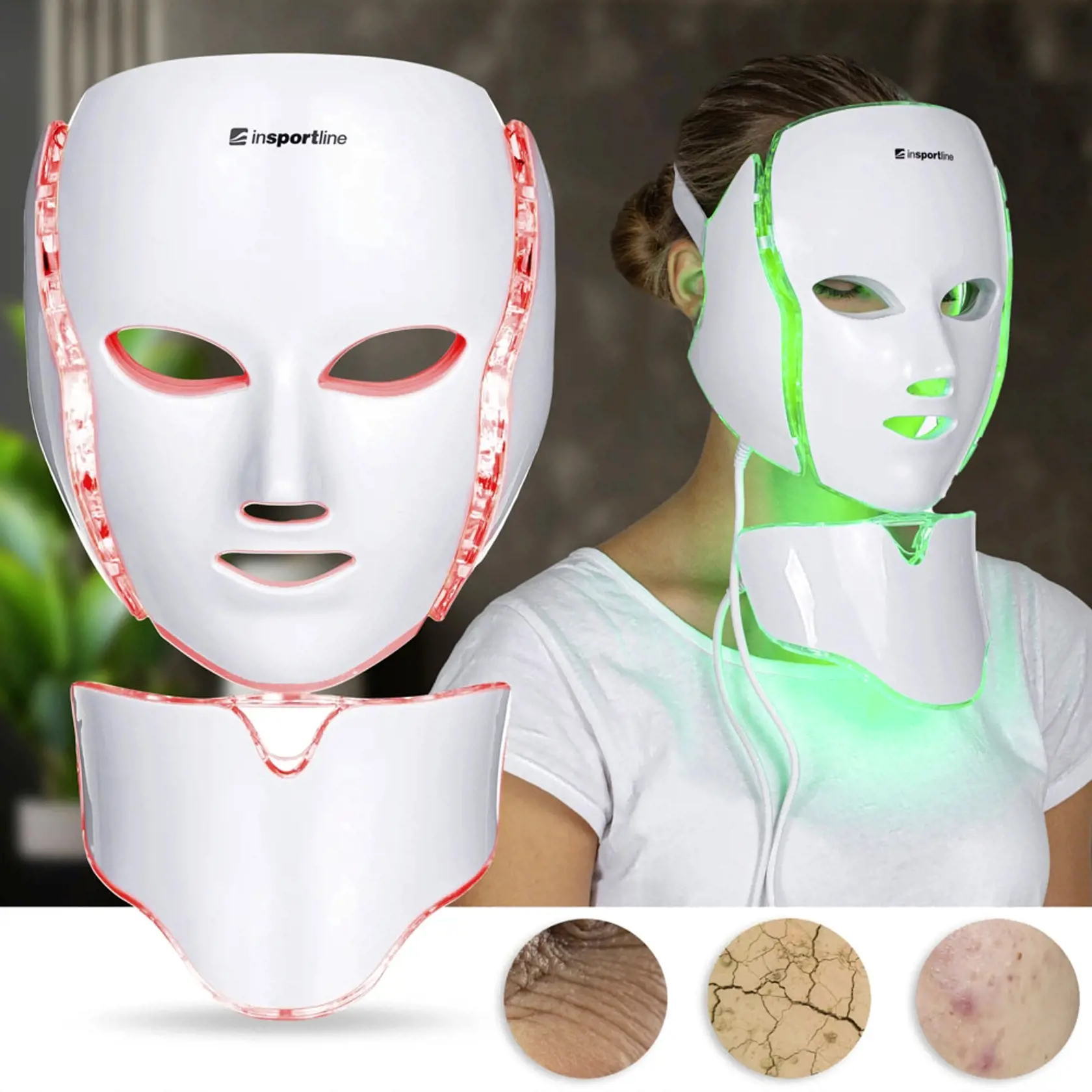 Hilmana Ošetrujúca LED maska na tvár a krk inSPORTline, 129,30 €