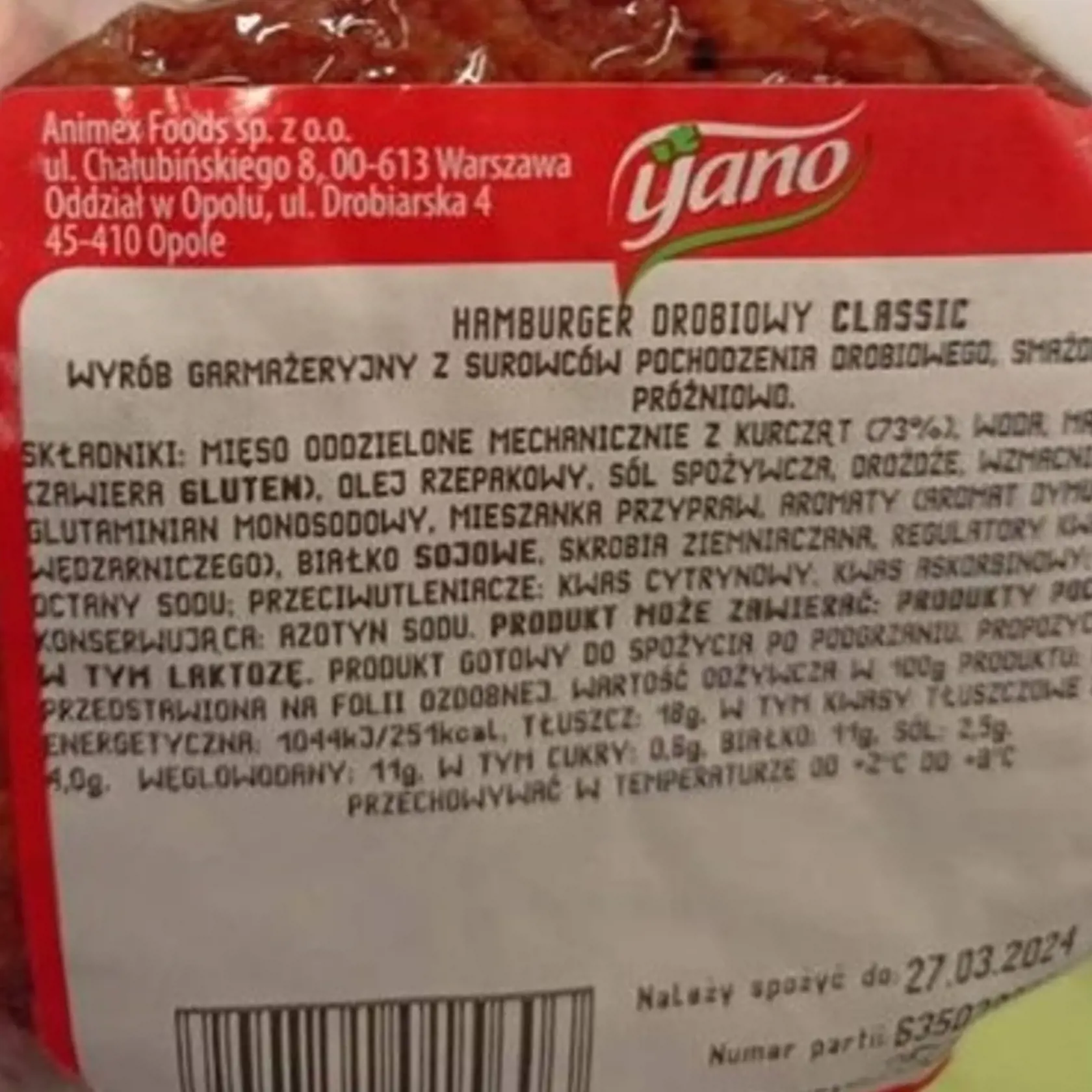 Ide o: Klasický hydinový burger, 250g, značka yano.