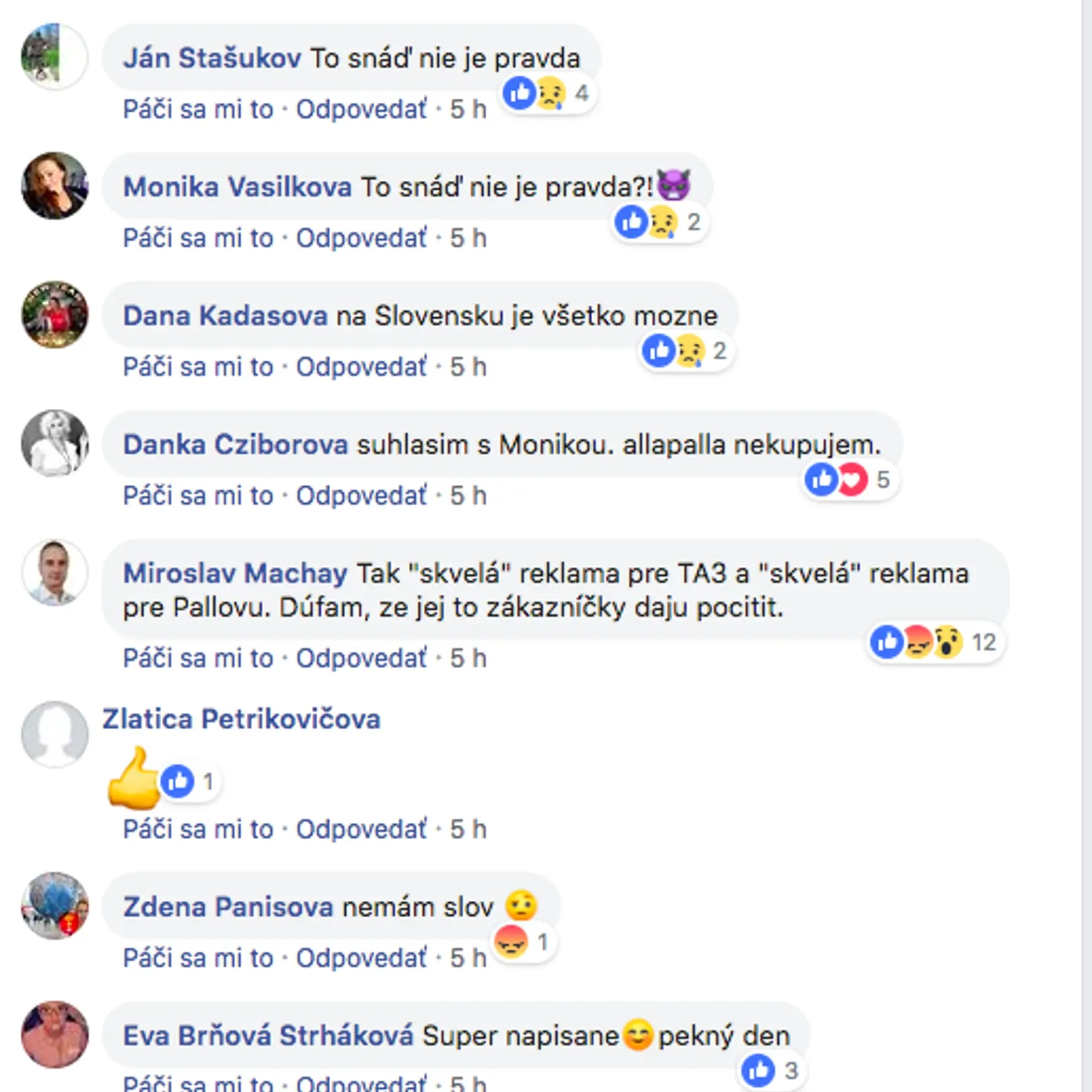 Diskusia pod príspevkom Moniky Beňovej na Facebooku.
