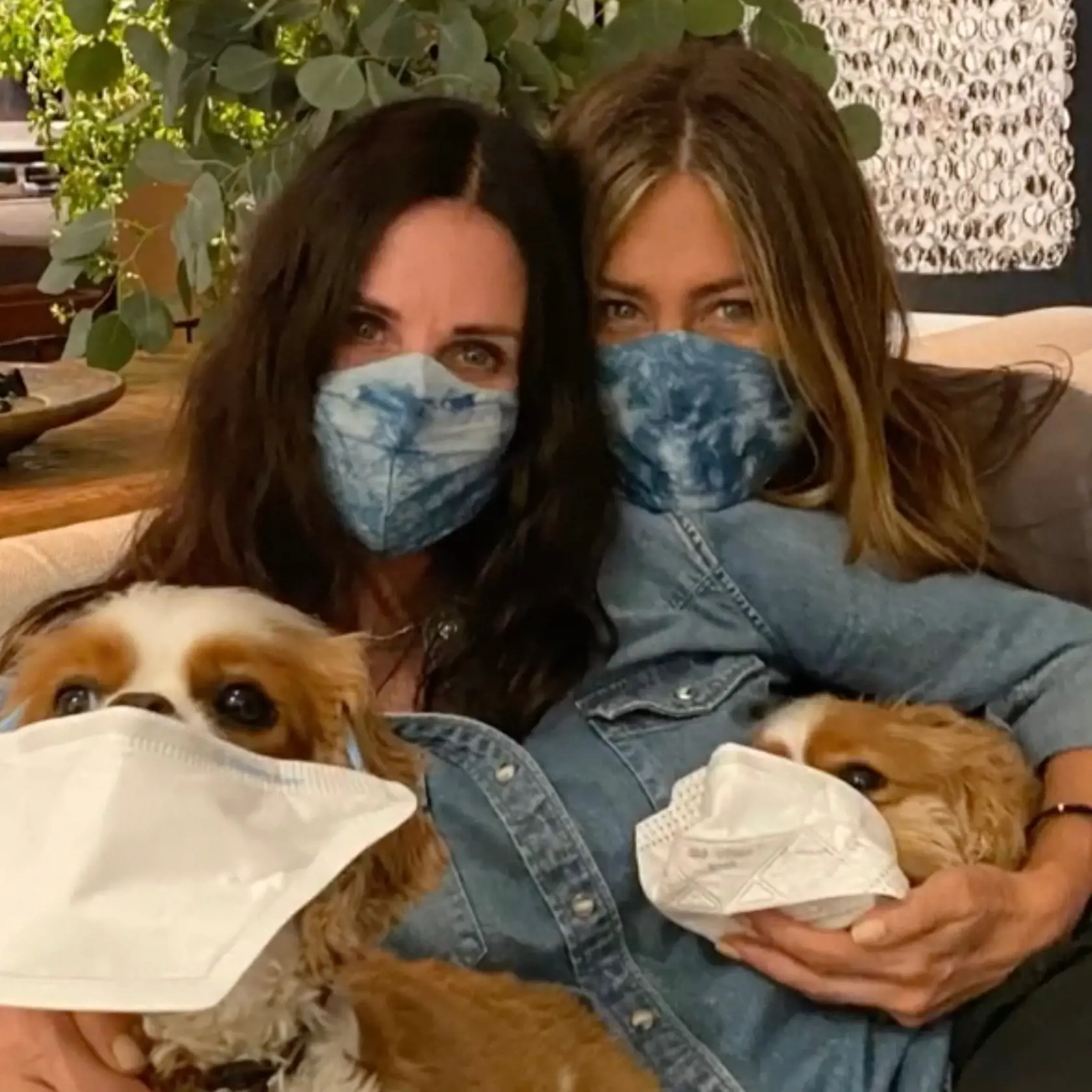 Dlhoročné priateľky Jennifer Anistor a Courteney Cox si rúška zladili.