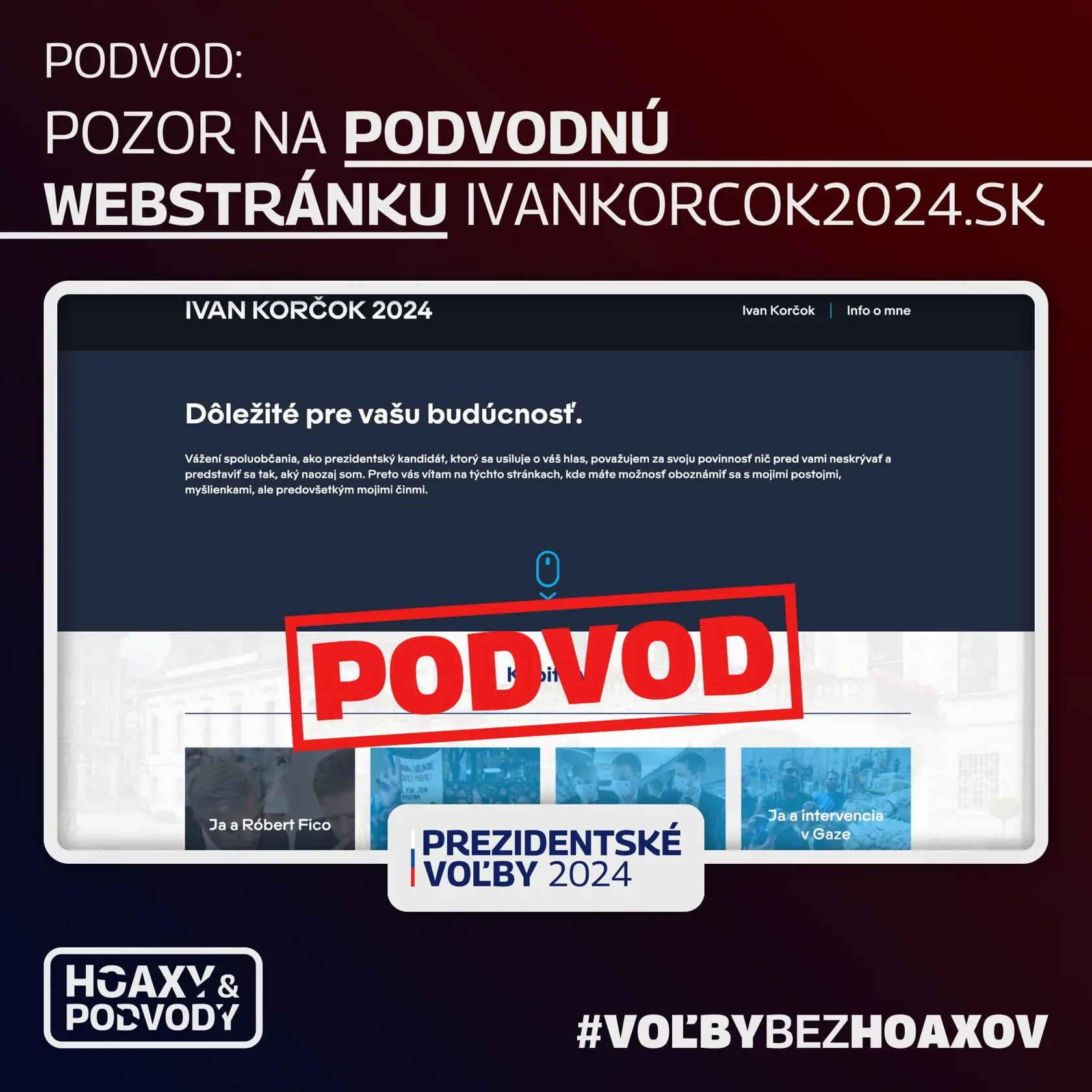 Na podvodnú stránku upozornil web Hoaxy a podvody.