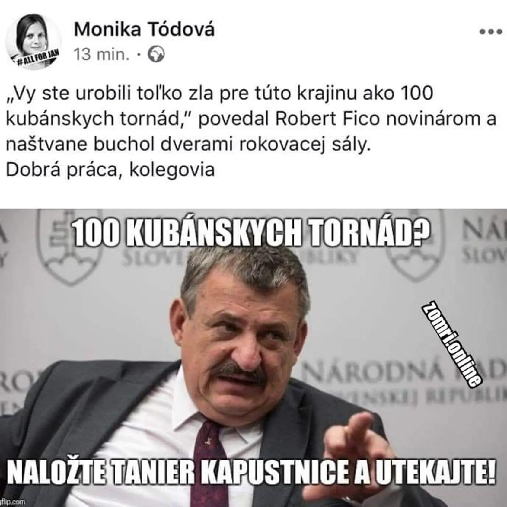 Robert Fico sa pustil do novinárov a povedal, že sú horší ako sto tornád. Satirická stránka neváhala a vtip posunula do inej roviny. 