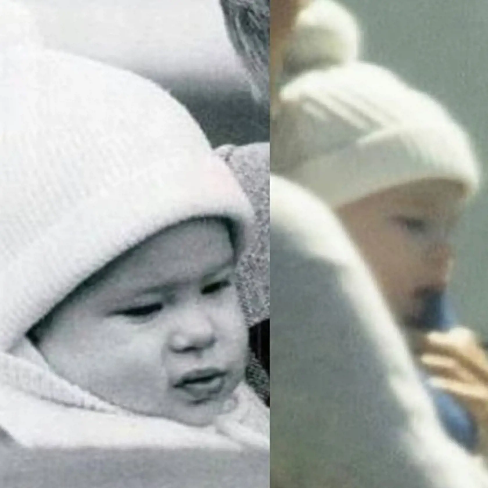 Vľavo, princ Harry v roku 1985, vpravo Archie teraz. Obaja v rovnakej čiapočke.