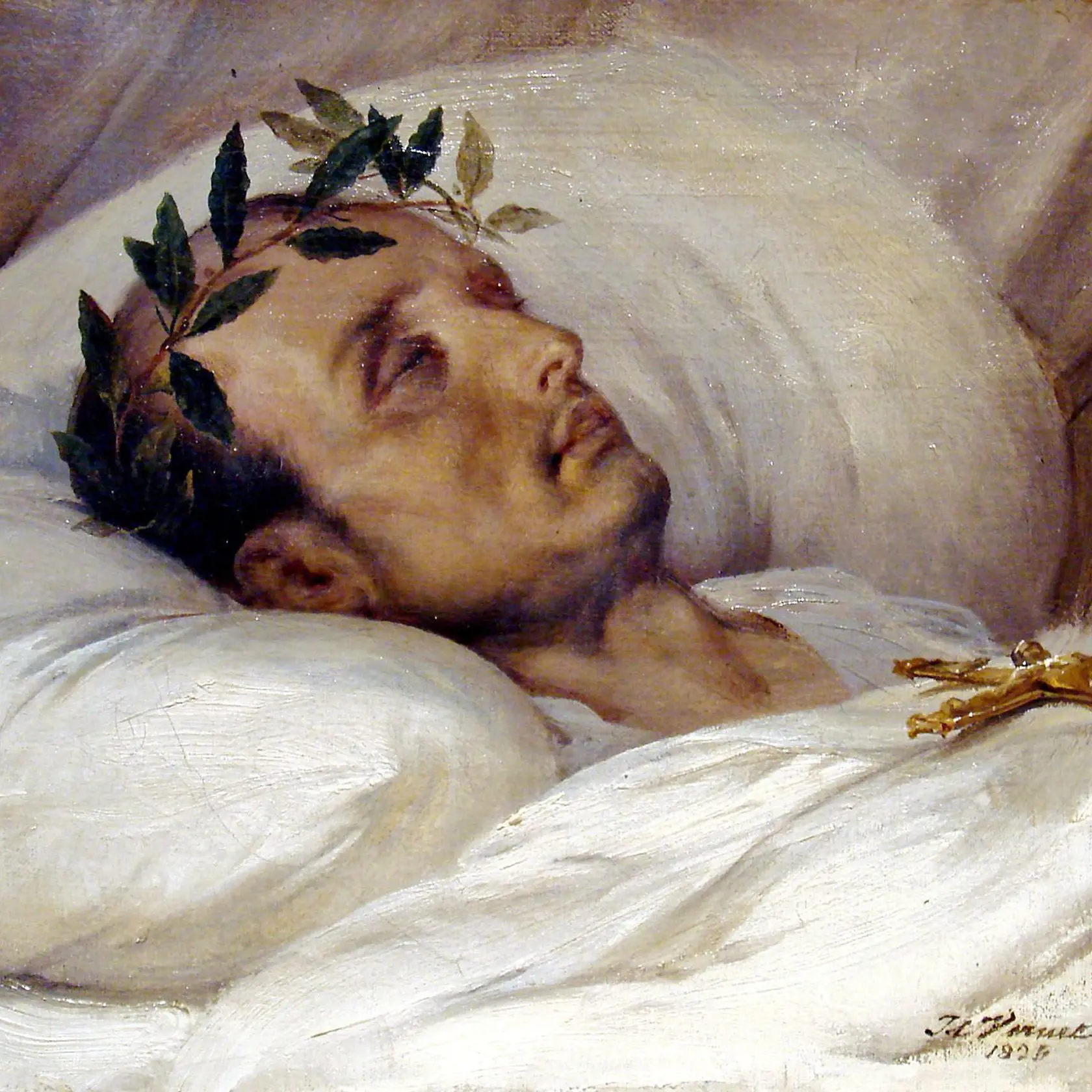 Napoleon Bonaparte po smrti. Obraz Horaca Verneta z roku 1826.
