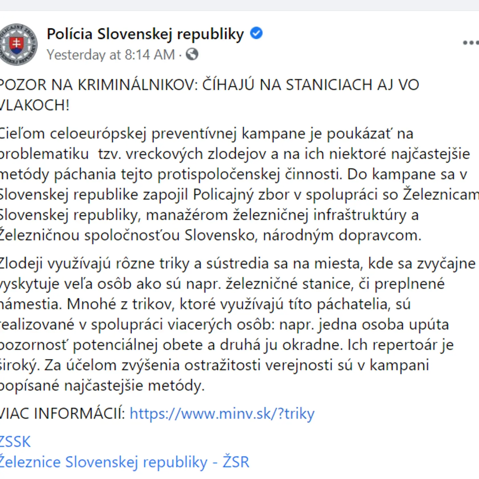 Polícia varuje pred najčastejšími trikmi vreckárov.