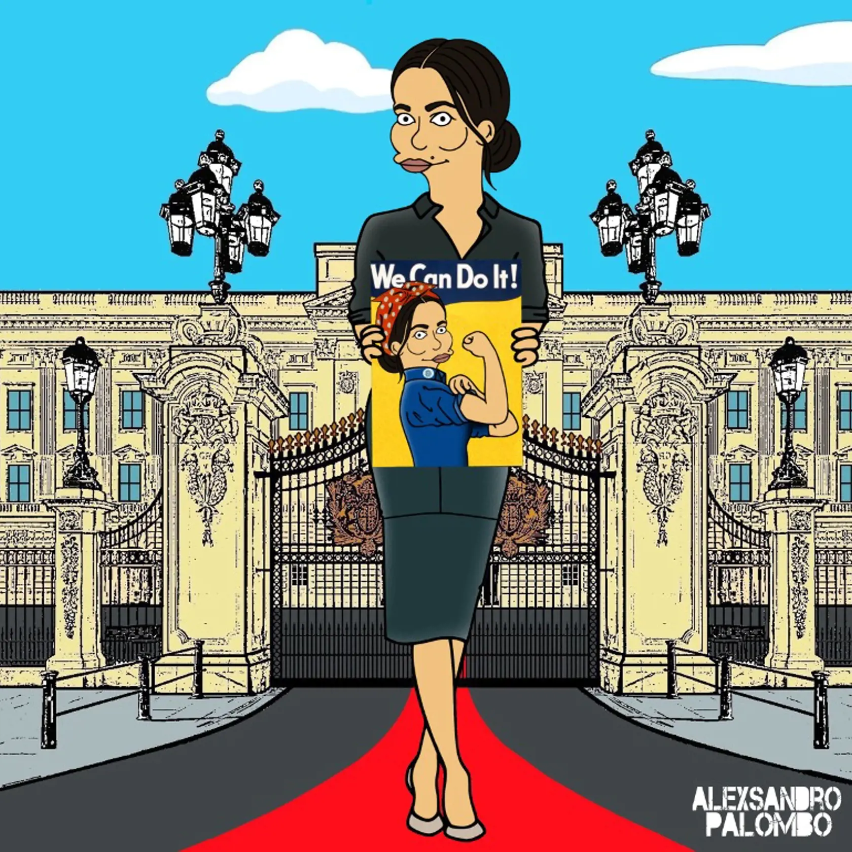 Meghan Markle pred Buckinghamským palácom.